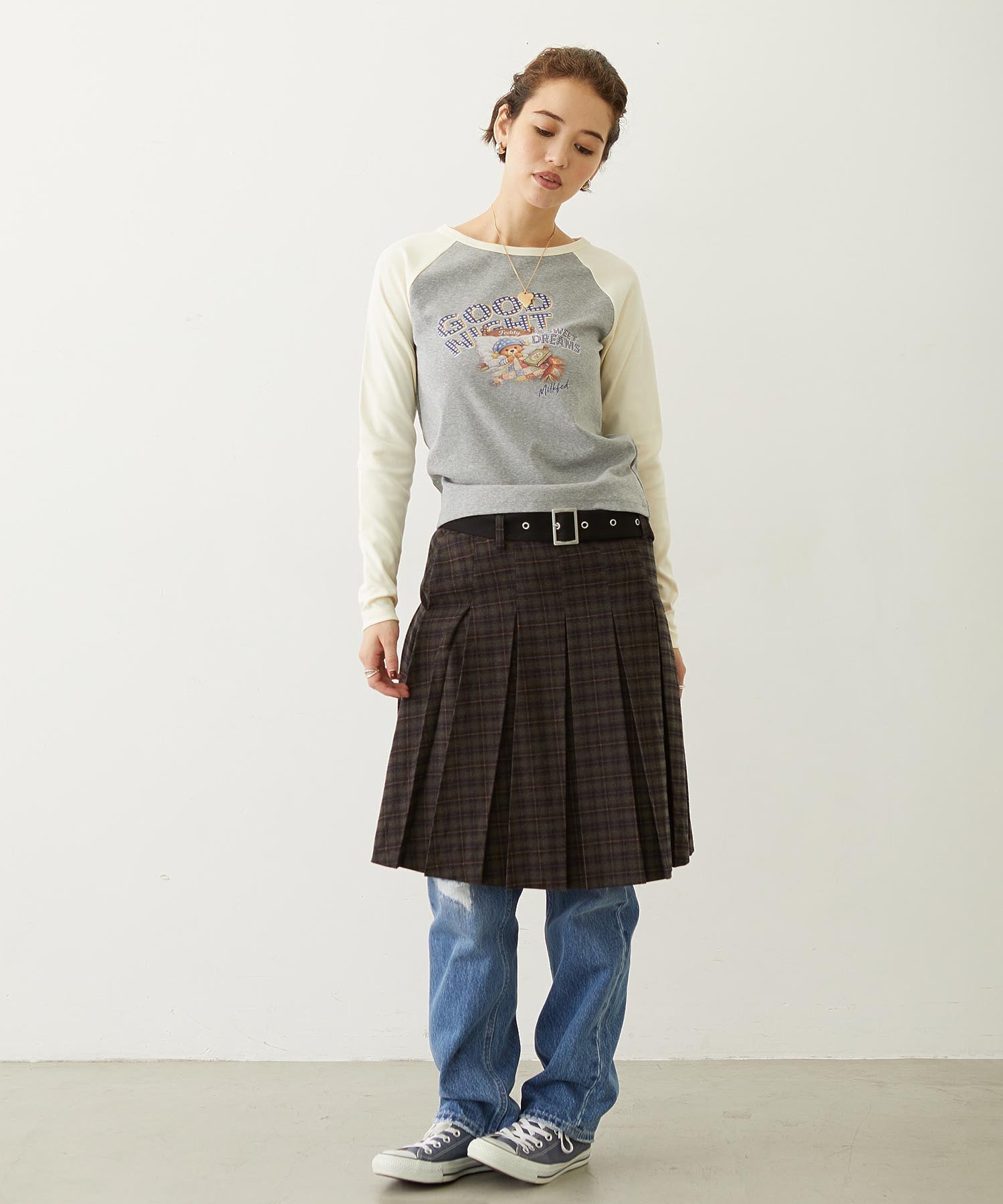 BELTED PLEATED SKIRT