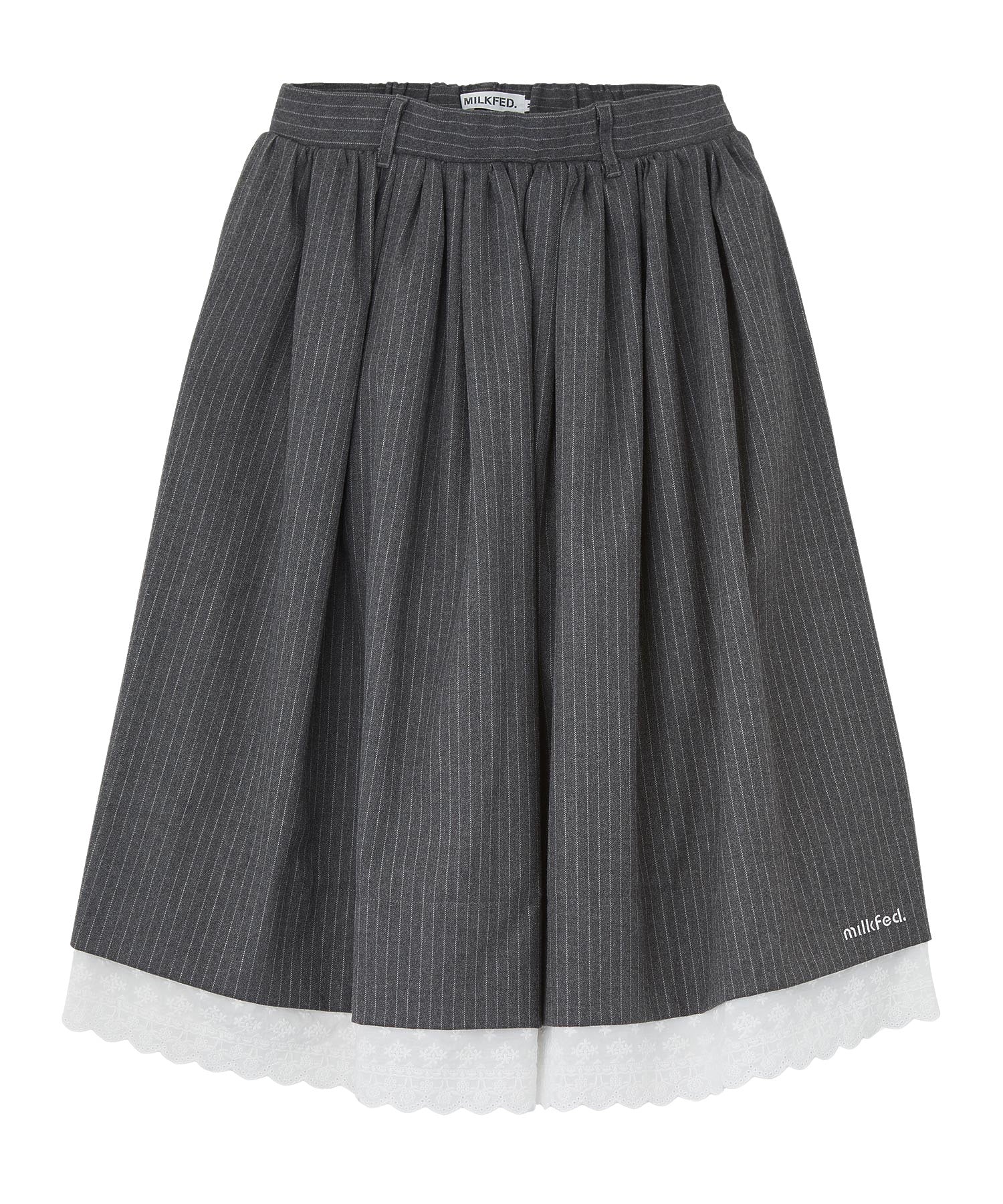 LACE HEM STRIPED SKIRT