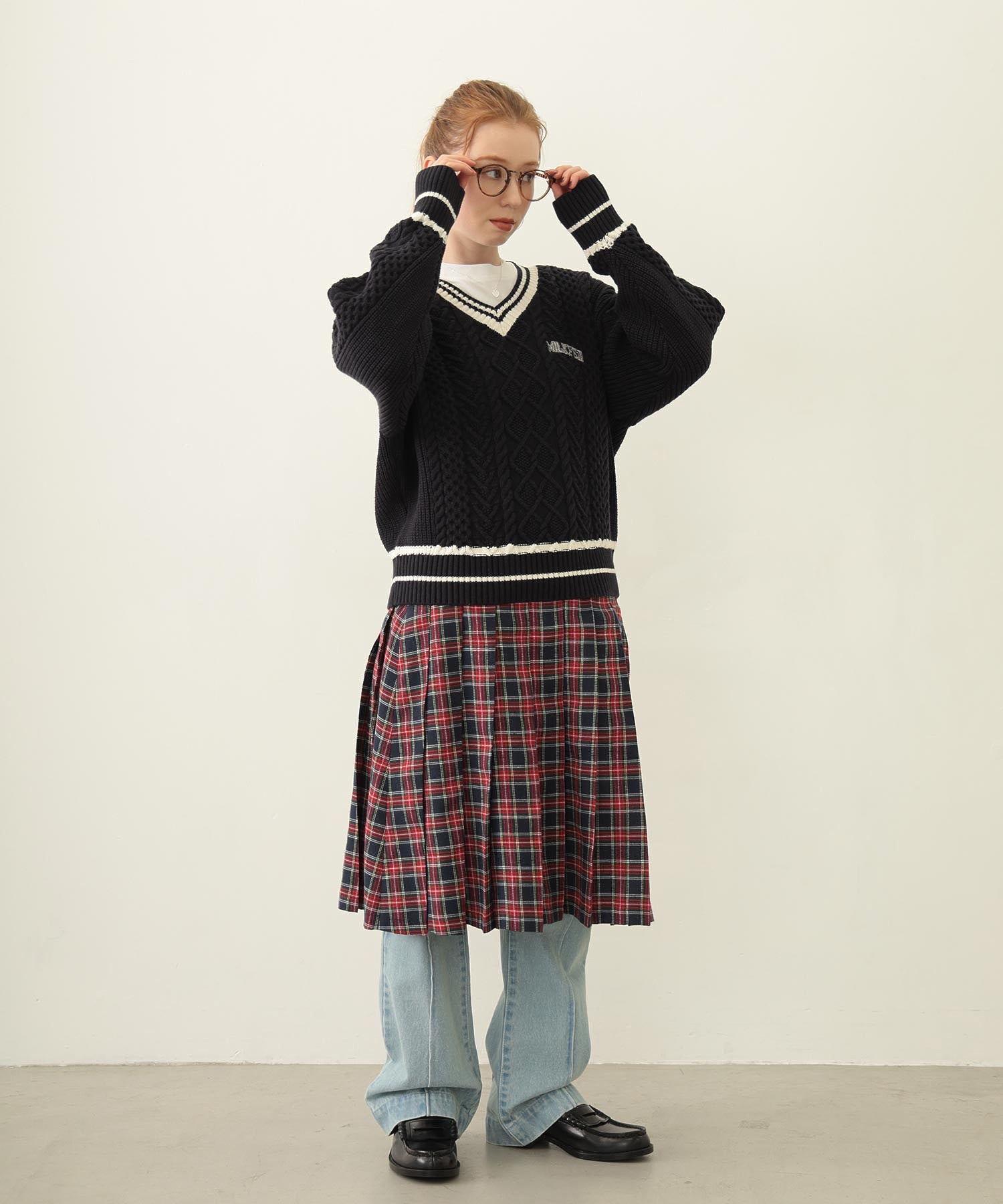 PLEATED PLAID SKIRT