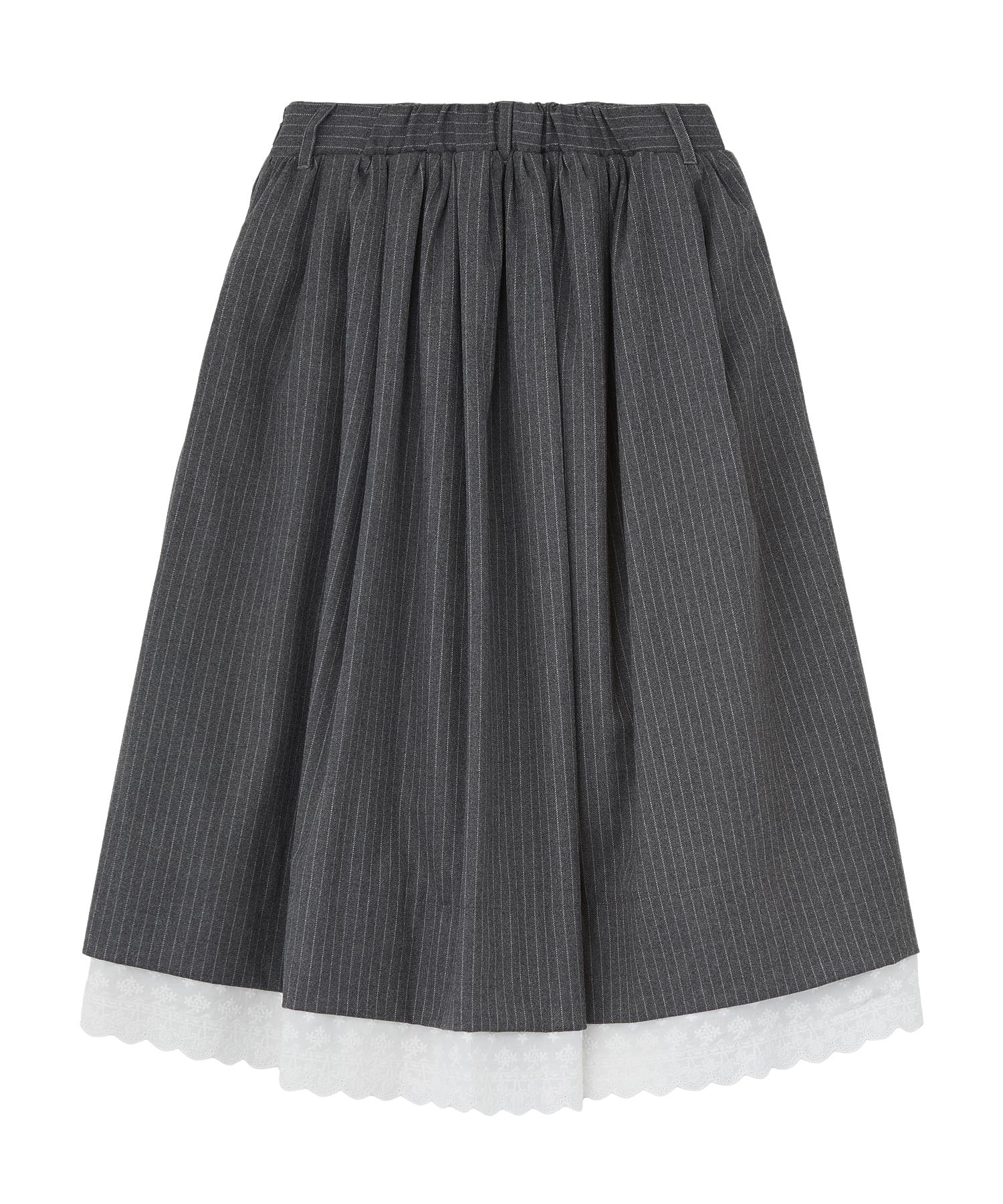 LACE HEM STRIPED SKIRT