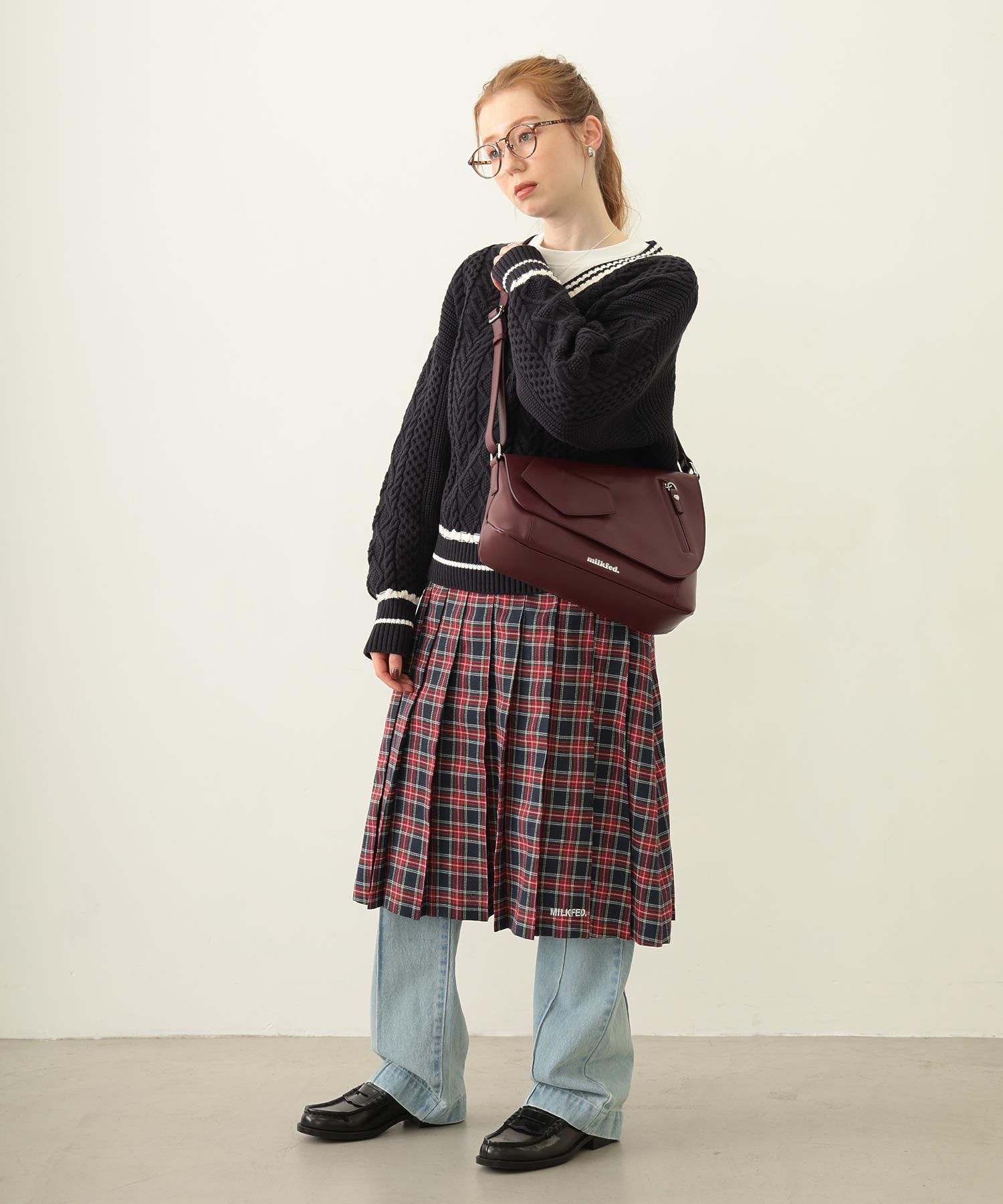 PLEATED PLAID SKIRT