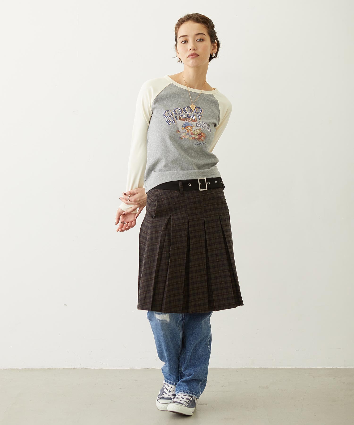 BELTED PLEATED SKIRT