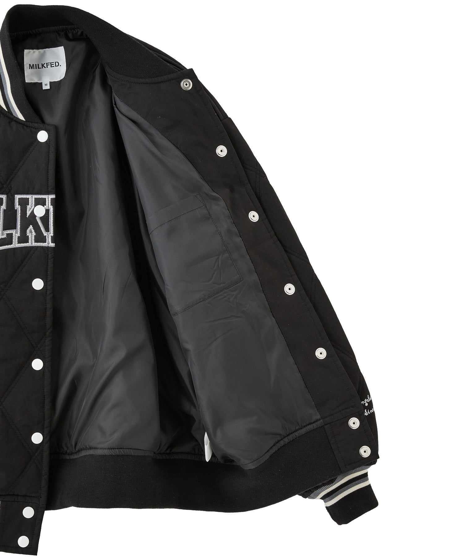 SATIN LOGO PATCH QUILTED JACKET