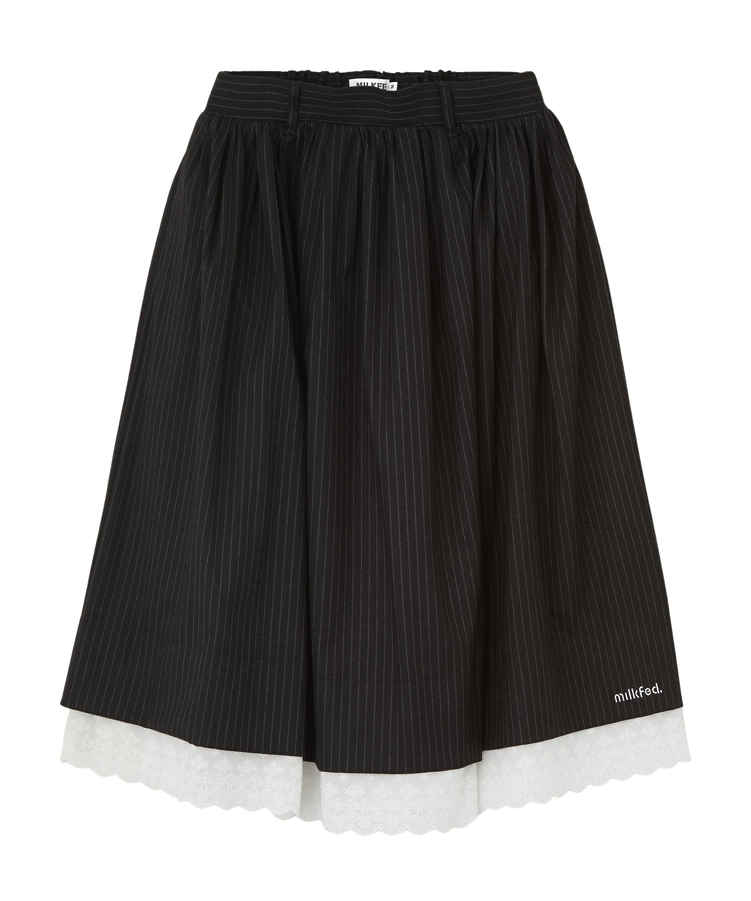 LACE HEM STRIPED SKIRT