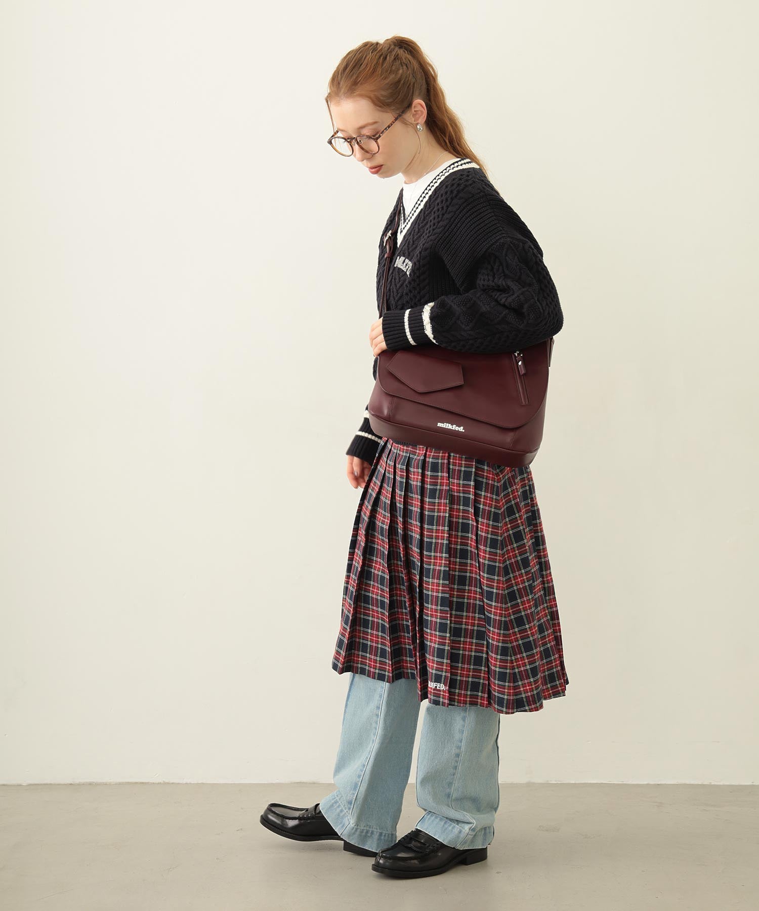 PLEATED PLAID SKIRT