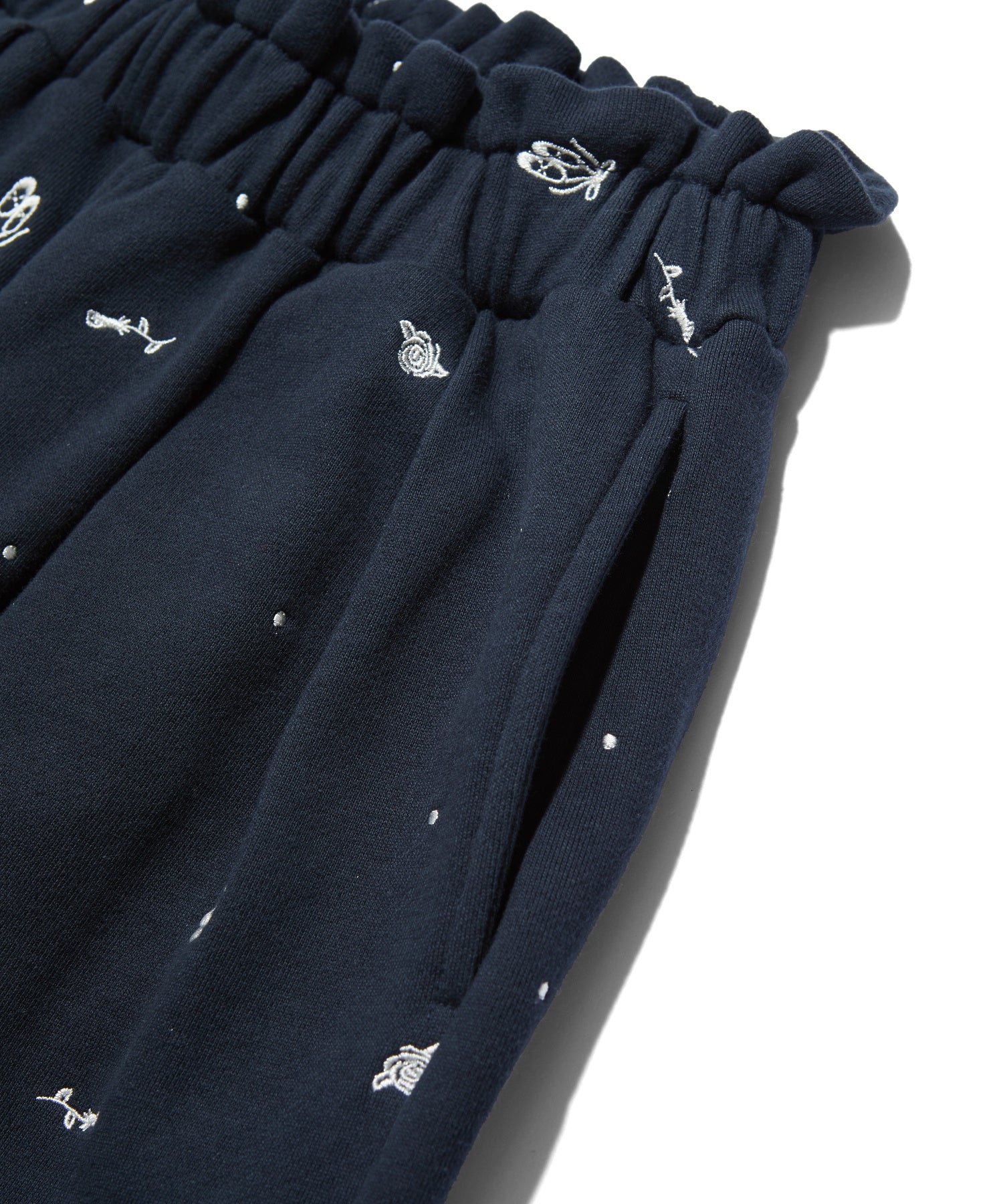 EMBROIDERED ROSE SWEAT WIDE PANTS