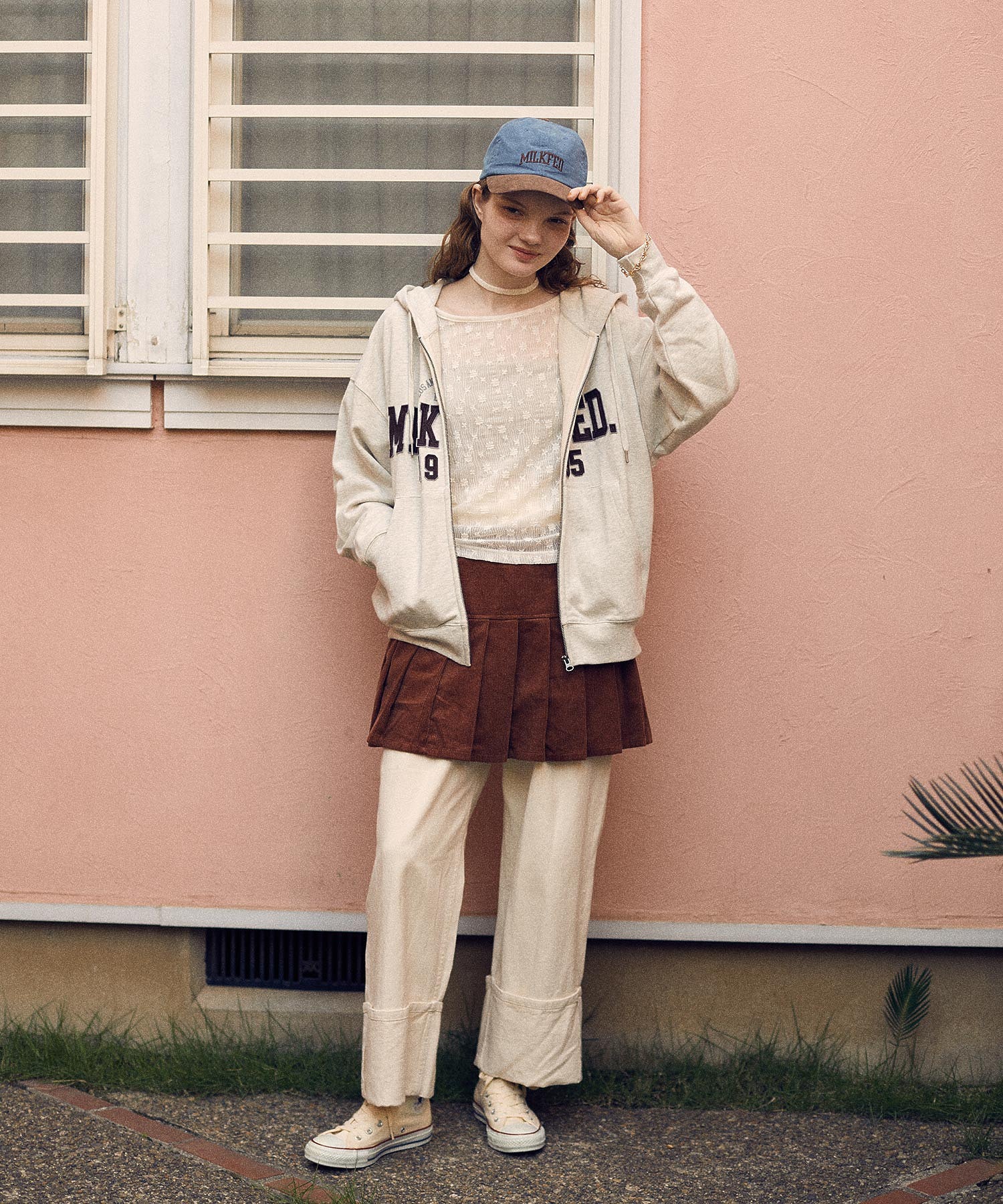 COLLEGE PATCH ZIP UP HOODIE