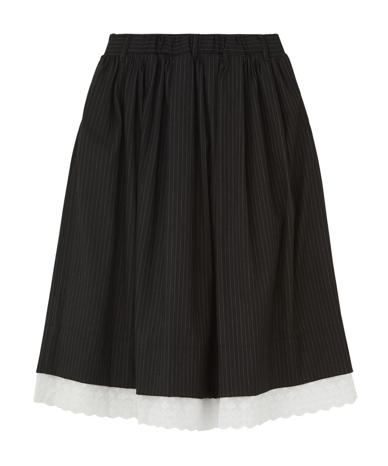 LACE HEM STRIPED SKIRT