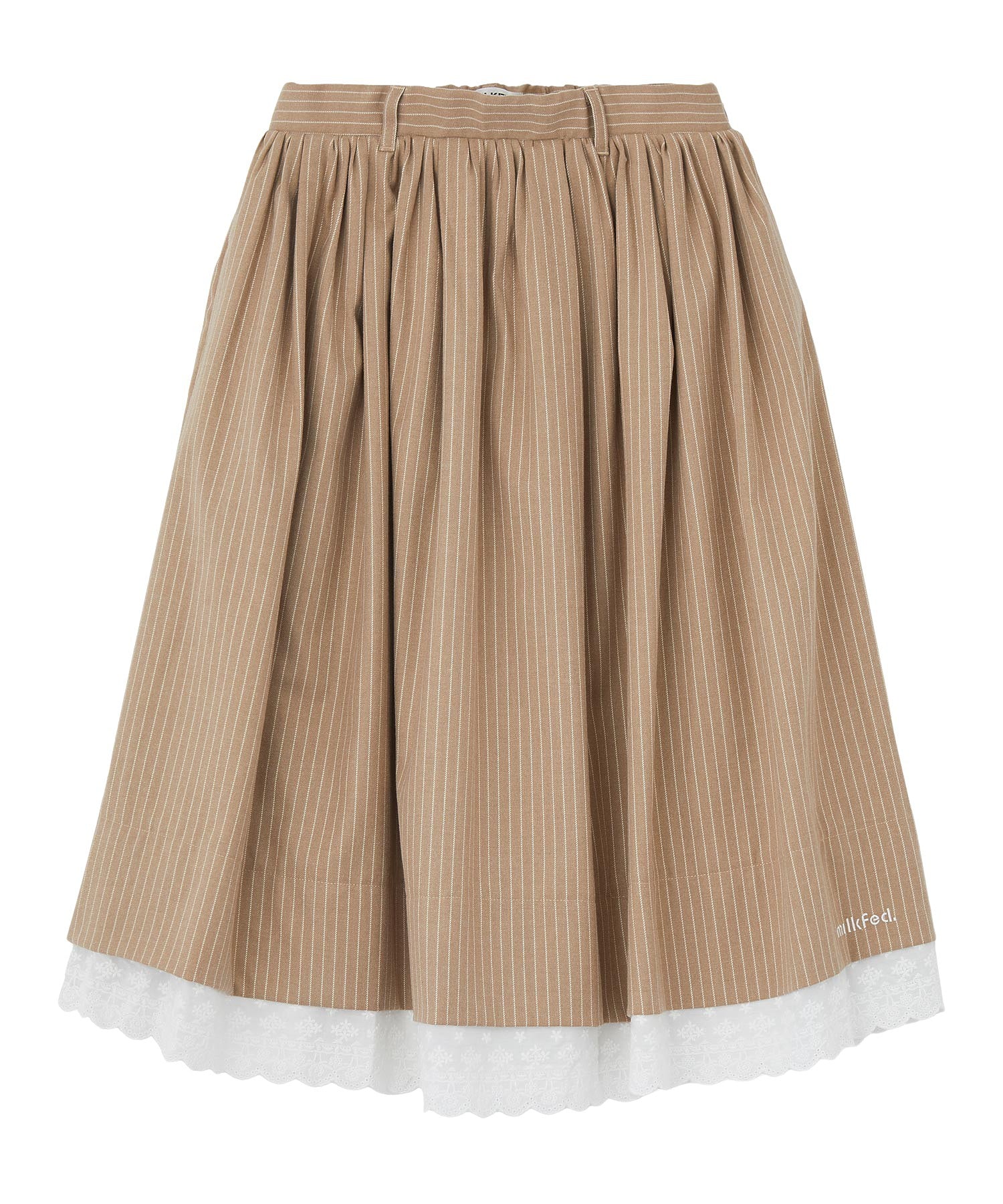 LACE HEM STRIPED SKIRT