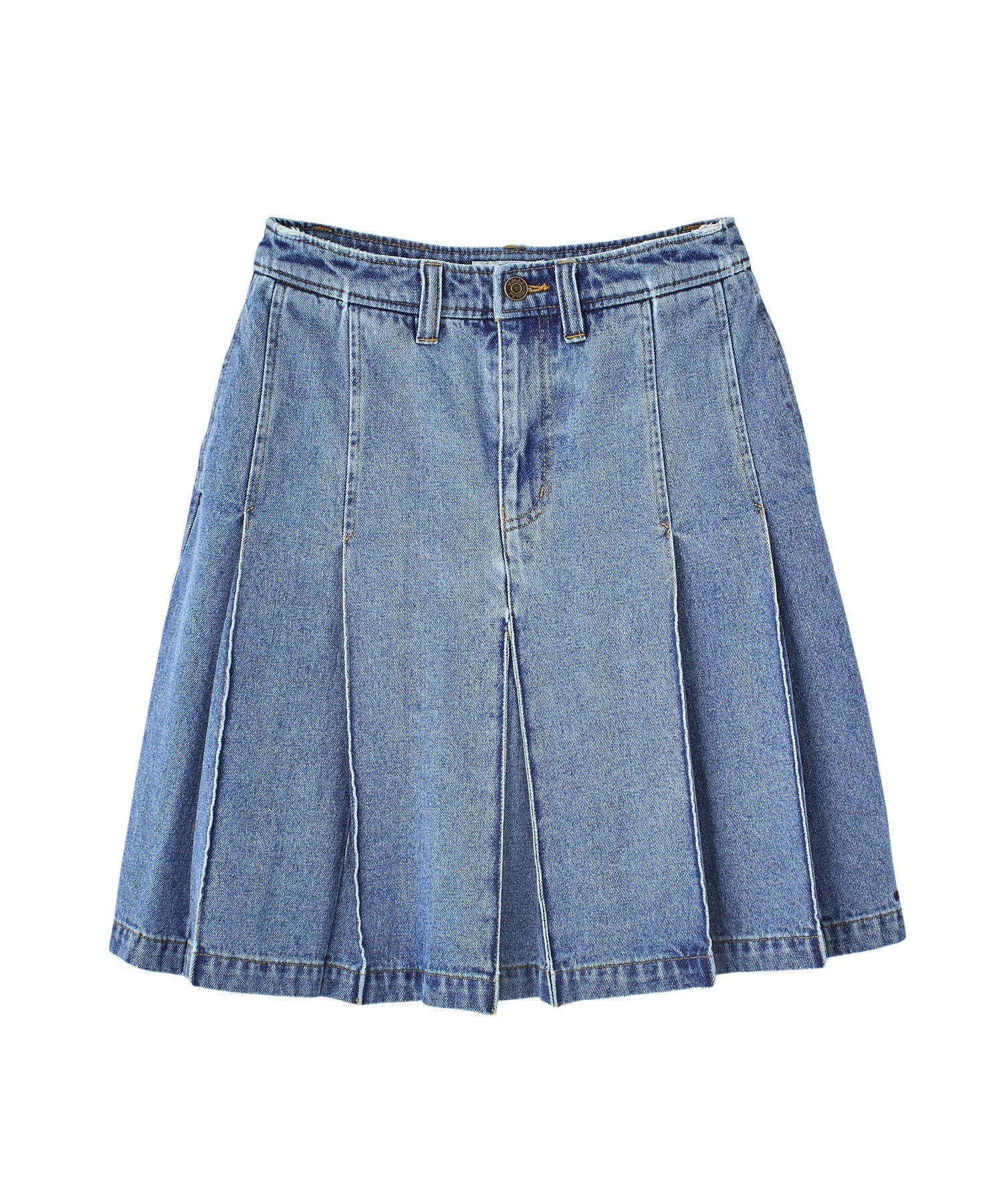 PLEATED DENIM SKIRT