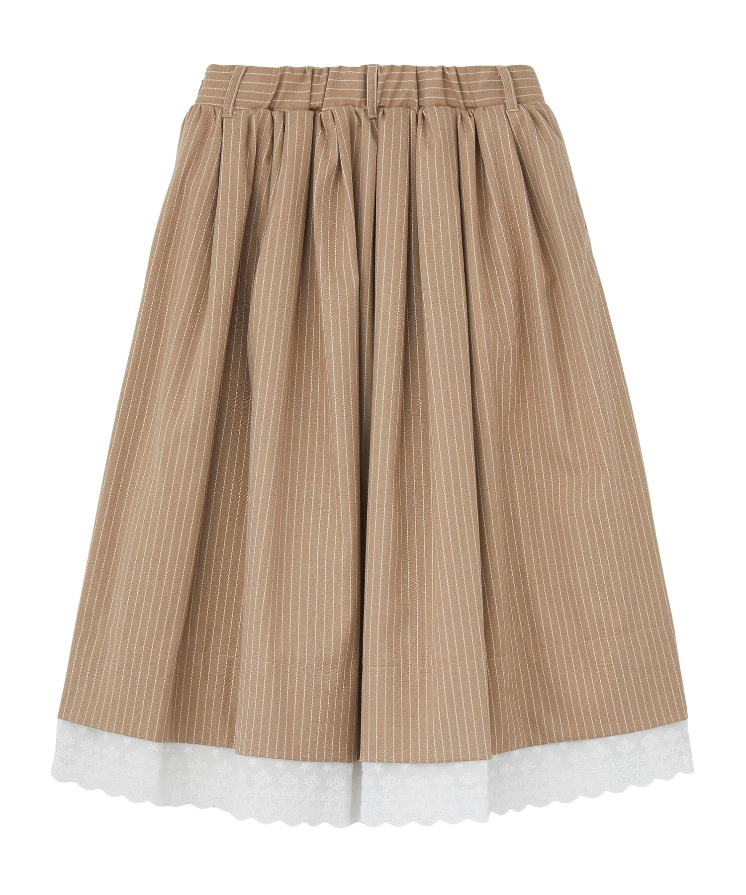 LACE HEM STRIPED SKIRT