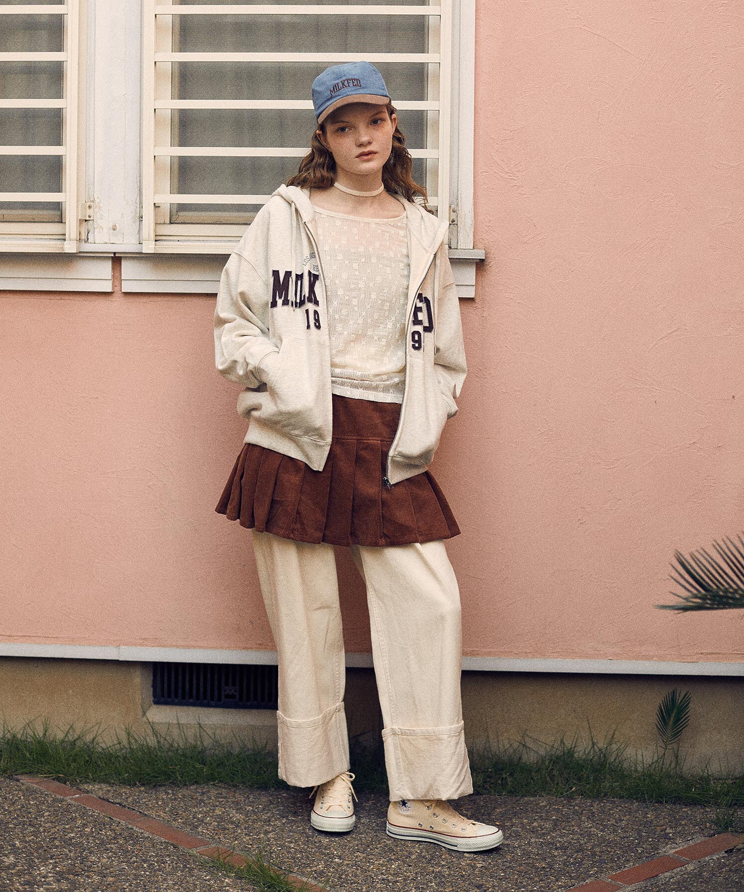 COLLEGE PATCH ZIP UP HOODIE