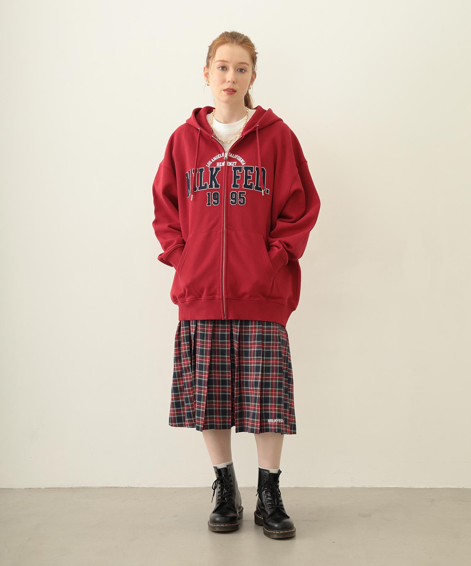 PLEATED PLAID SKIRT