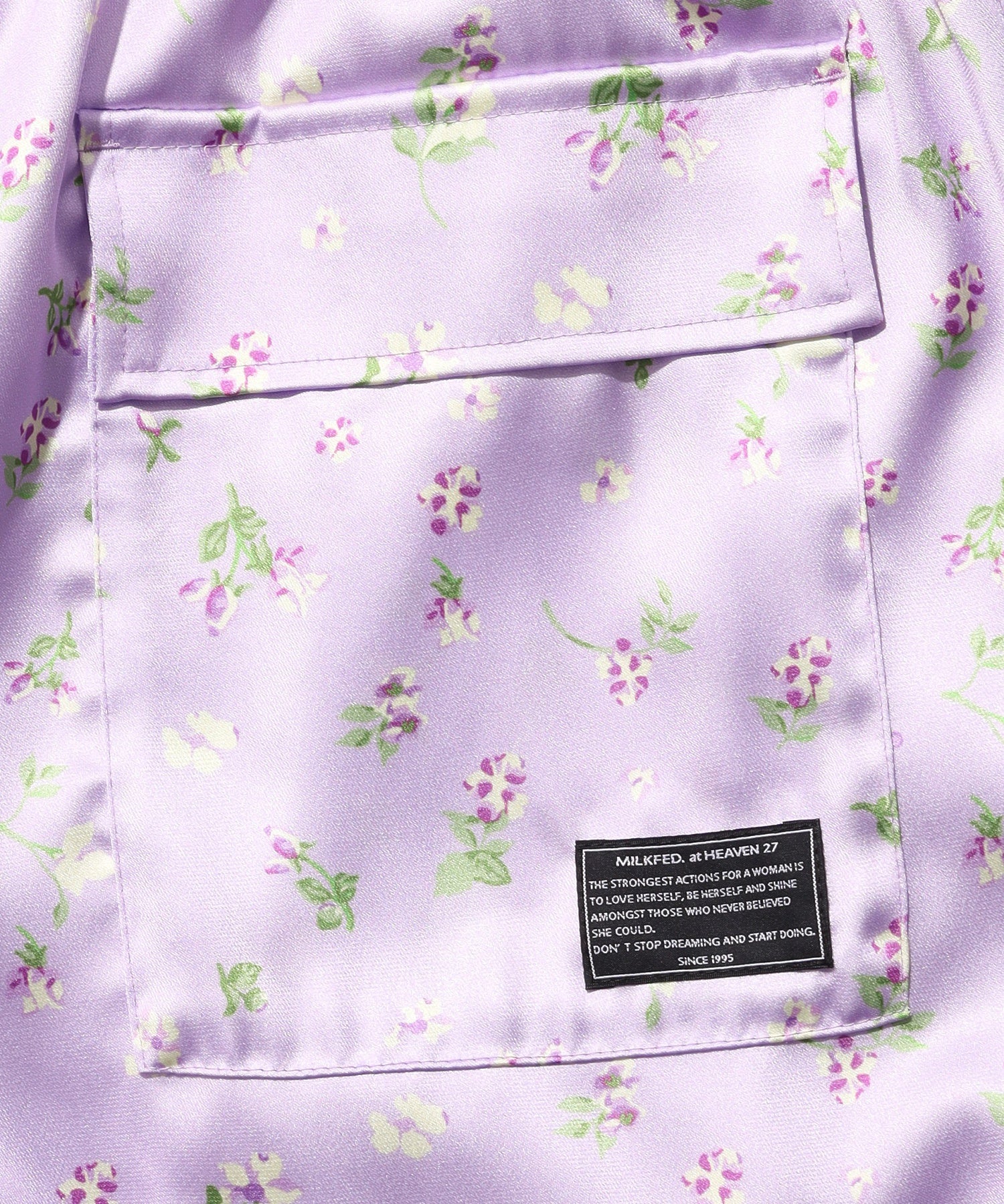 FLORAL PATTERN SATIN CARGO PANTS