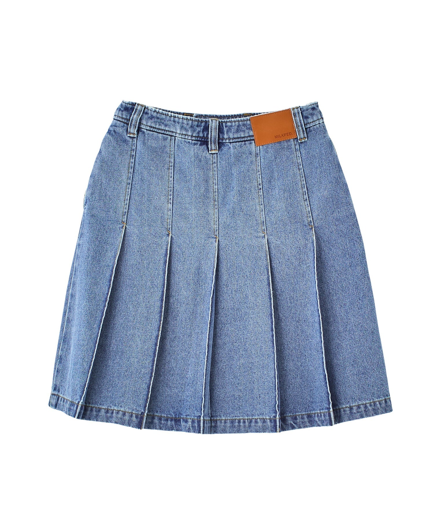 PLEATED DENIM SKIRT