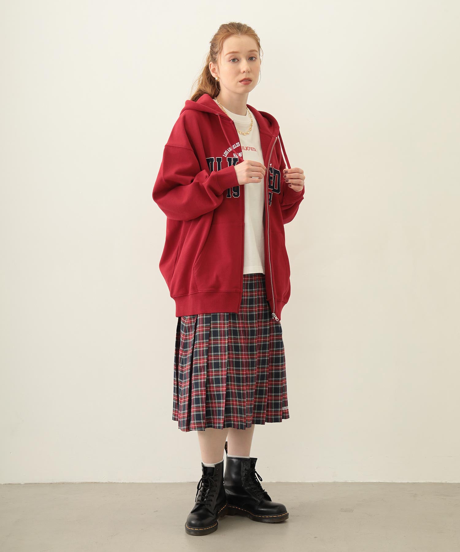 PLEATED PLAID SKIRT