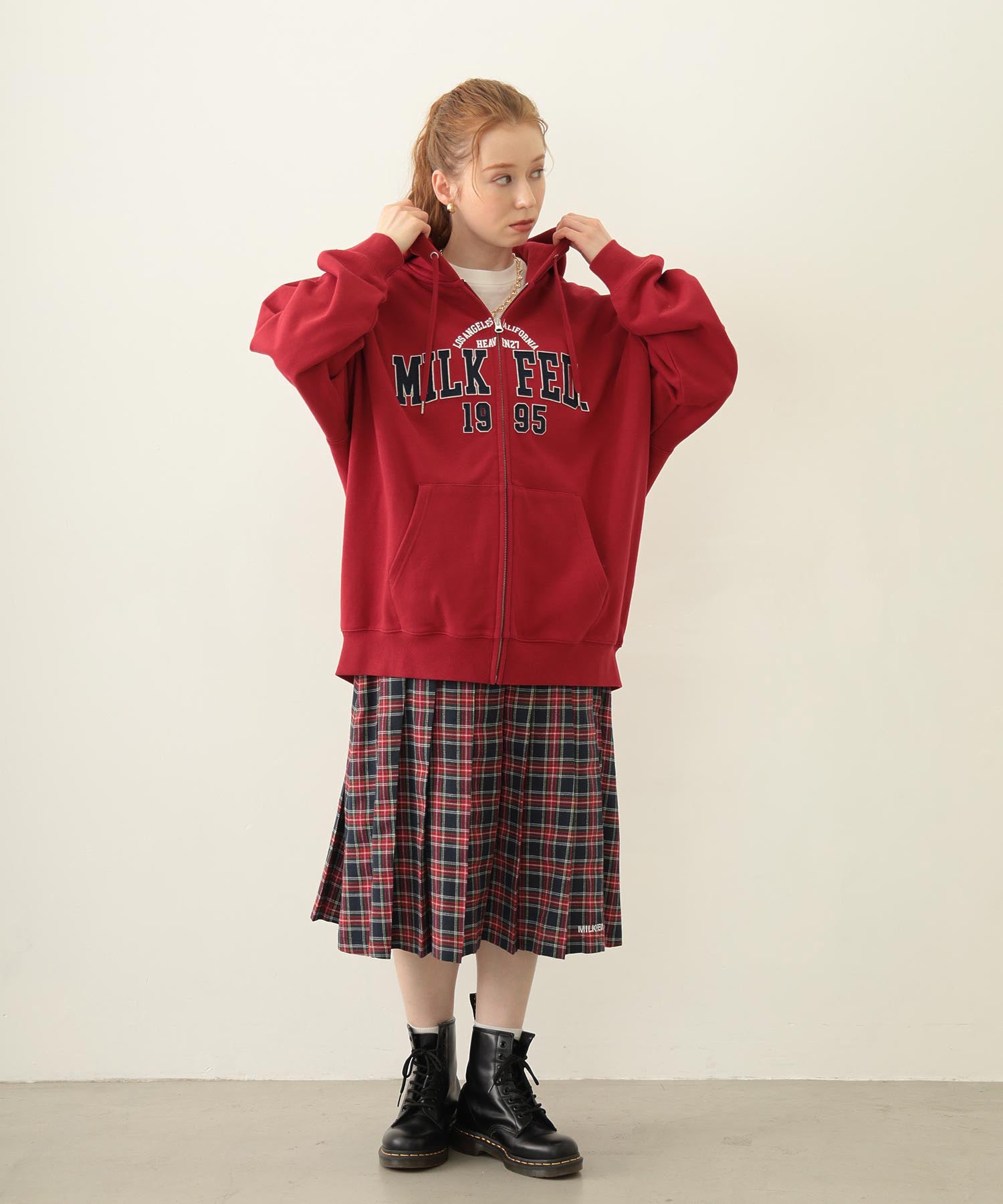PLEATED PLAID SKIRT