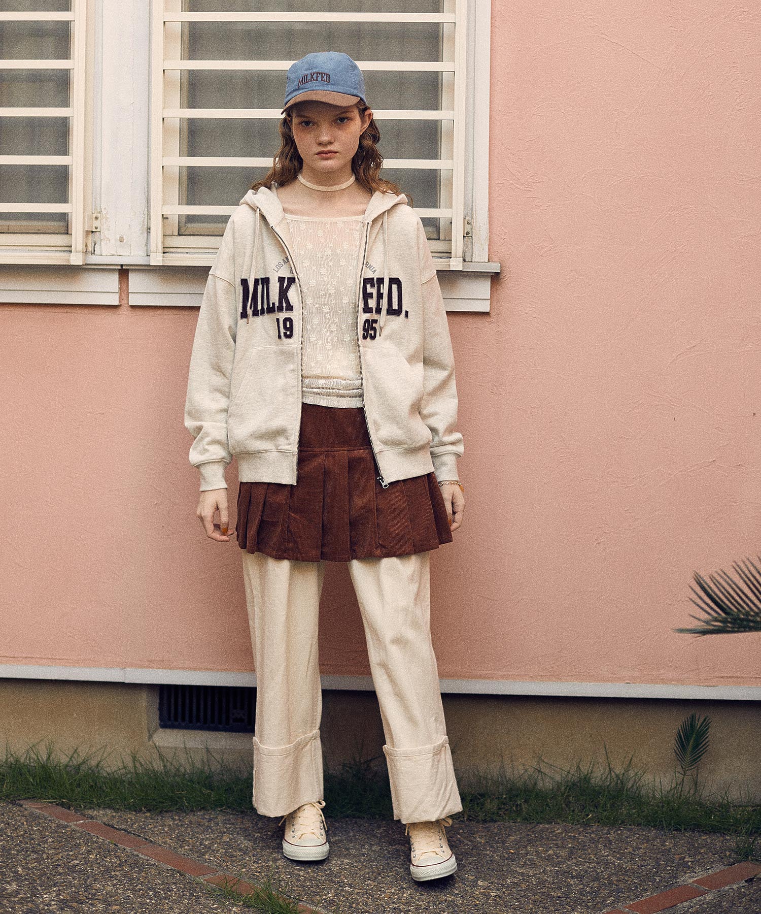 COLLEGE PATCH ZIP UP HOODIE