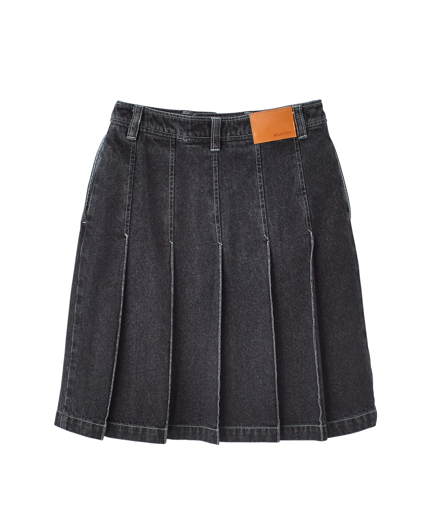 PLEATED DENIM SKIRT
