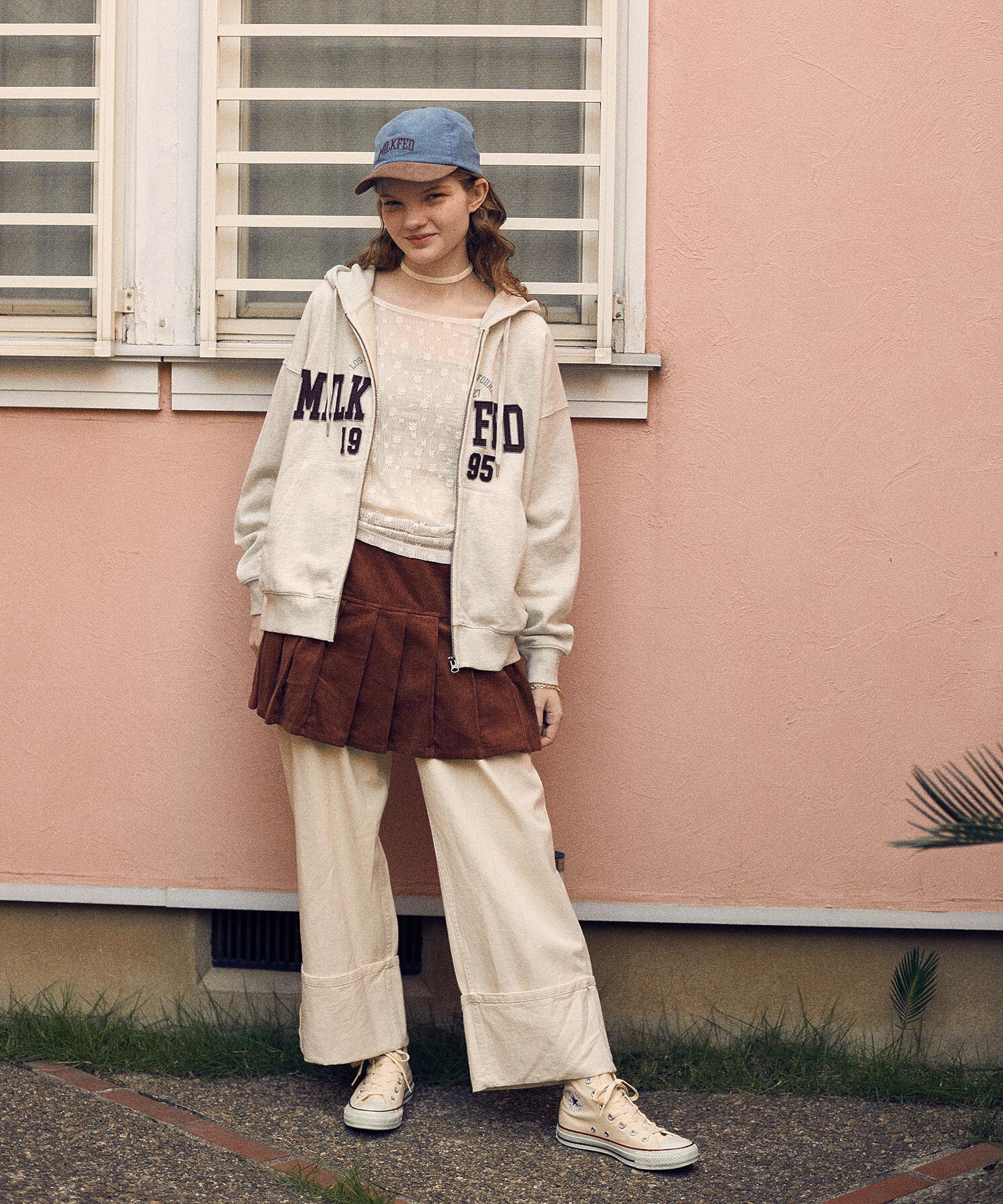 COLLEGE PATCH ZIP UP HOODIE