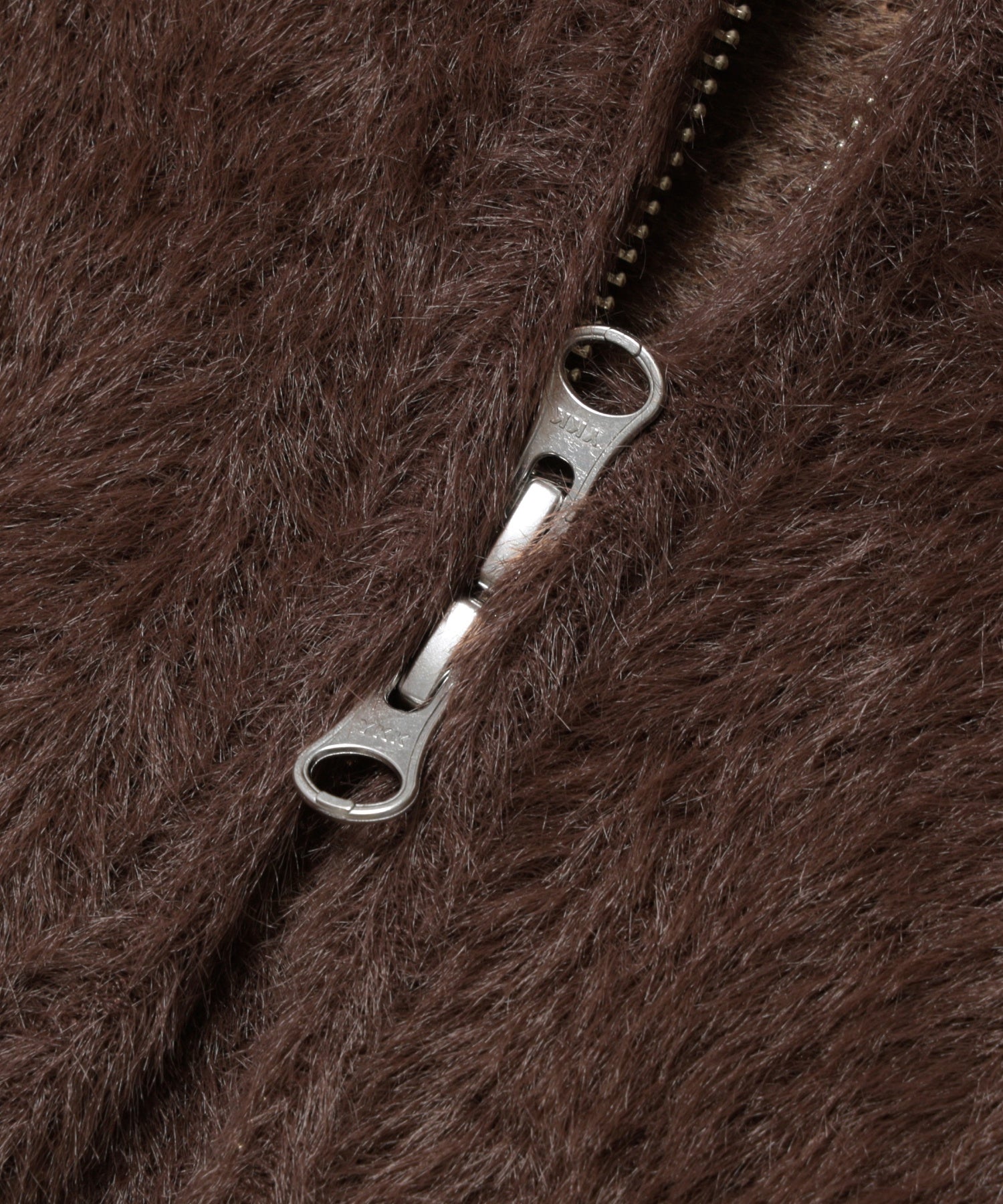 LOGO JACQUARD ZIP UP SHAGGY KNIT TOP