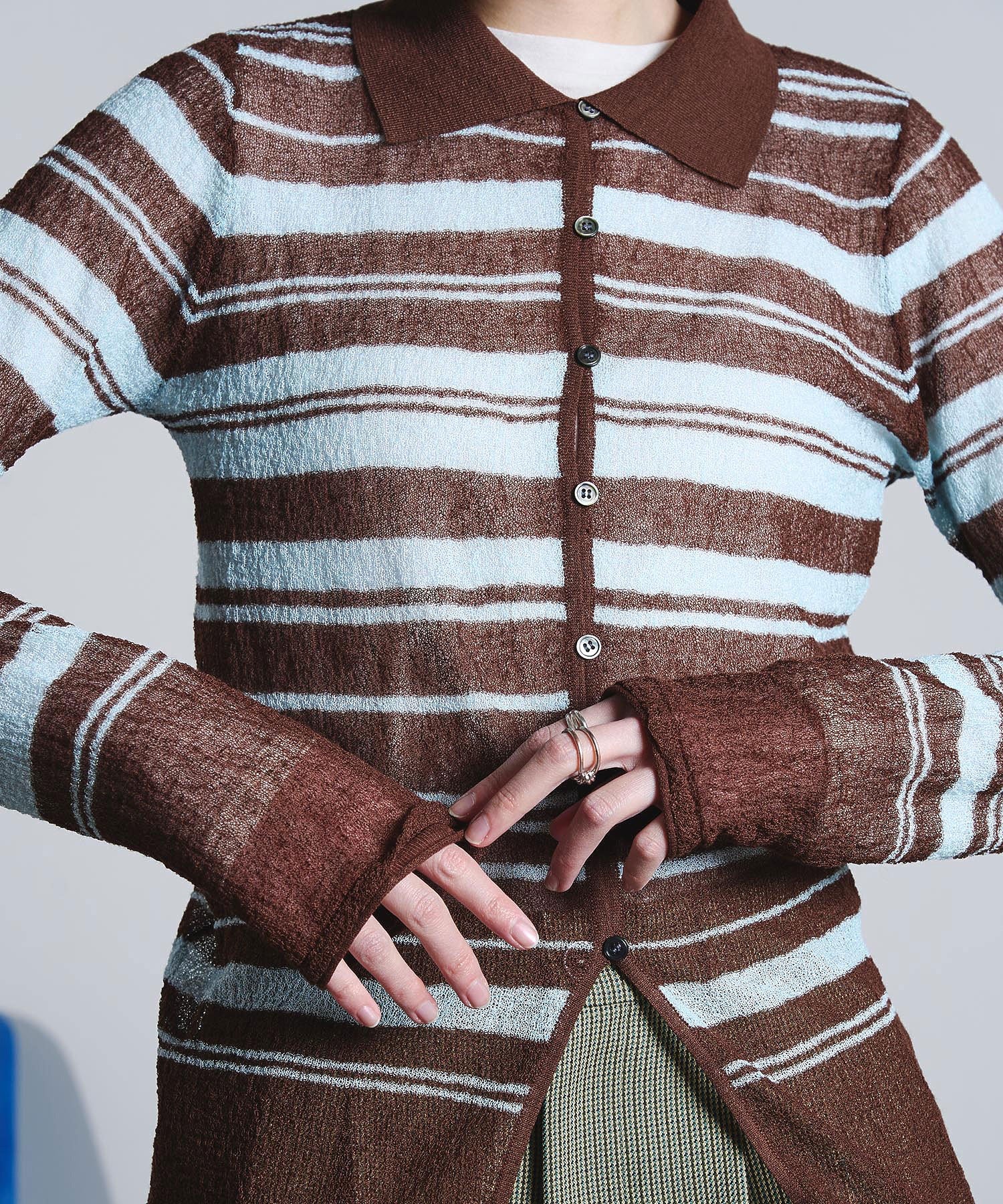 COLLARED SHEER CARDIGAN