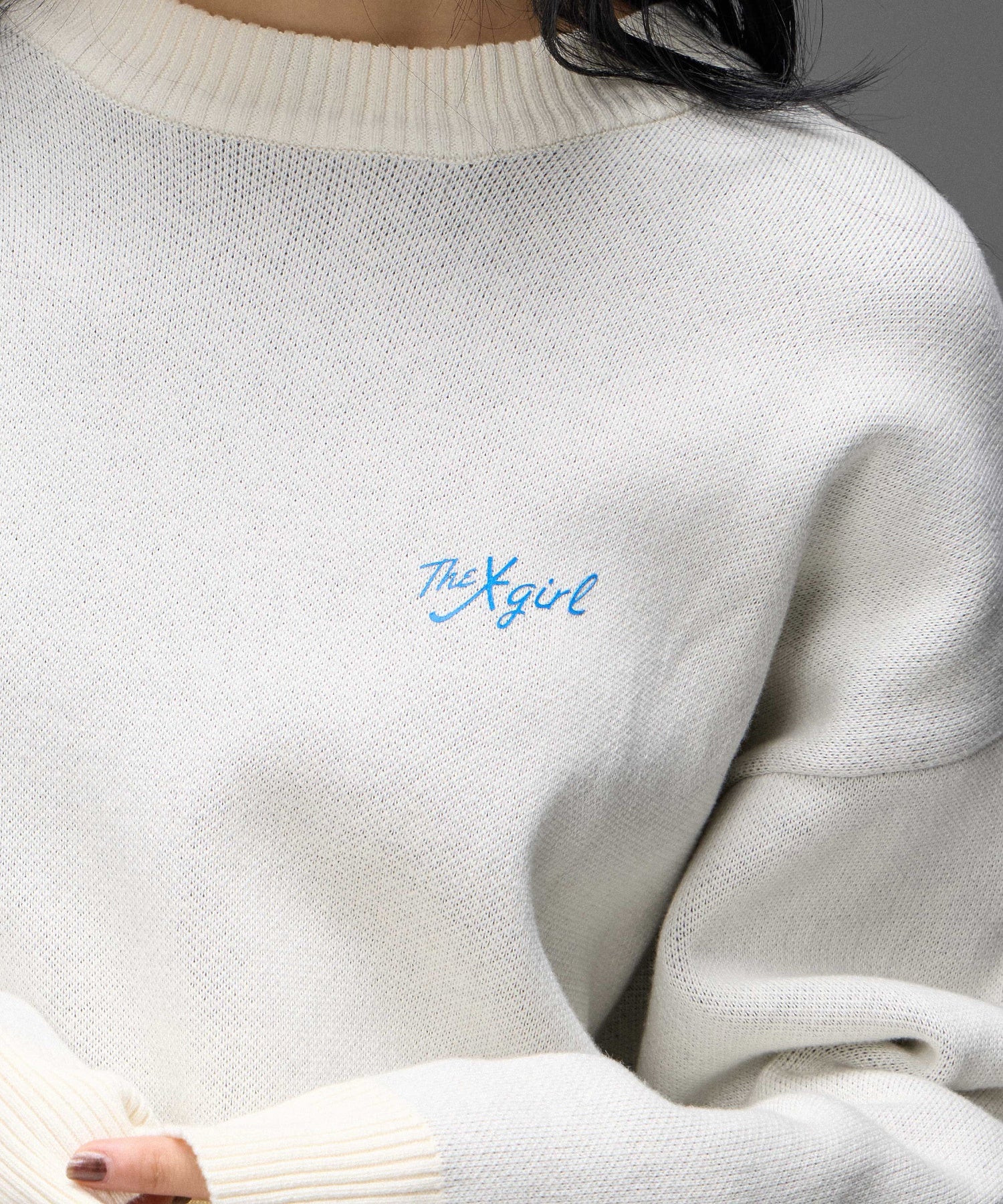 HAND DRAWN LOGO AND FACE KNIT TOP