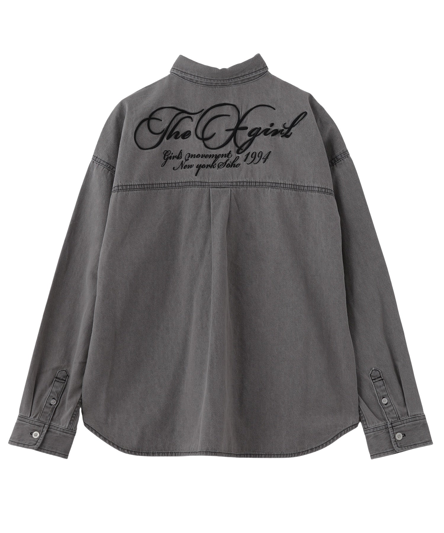 SCRIPT LOGO BLEACHED DENIM SHIRT