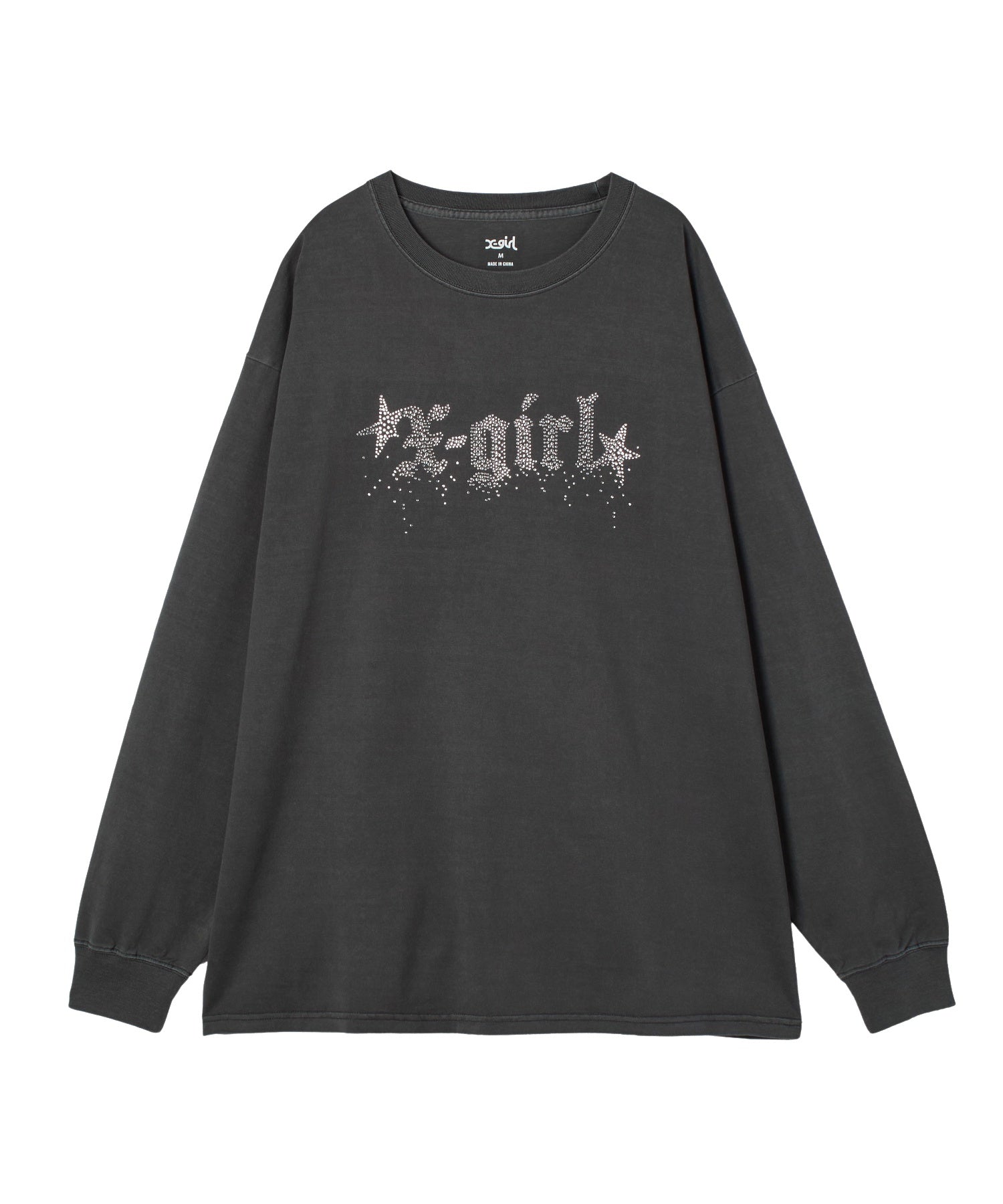 FADED RHINESTONE STARDUST LOGO L/S BIG TEE DRESS