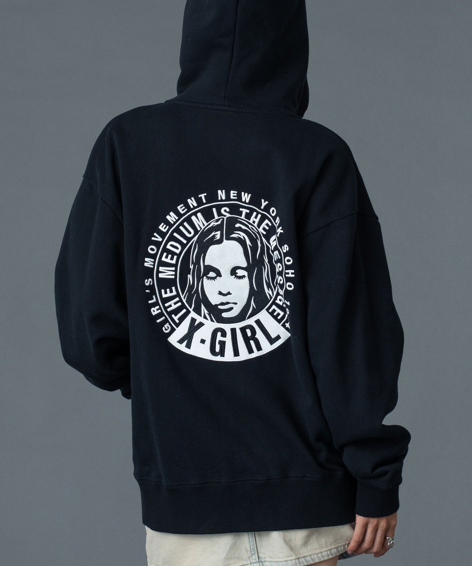 CIRCLE MESSAGE AND FACE ZIP UP SWEAT HOODIE
