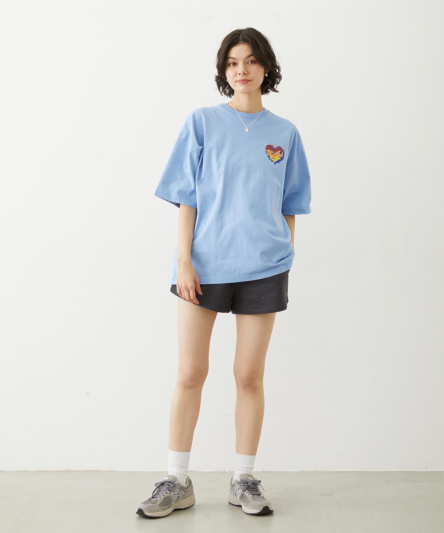 MELTY GLITTER HEART WIDE S/S TEE