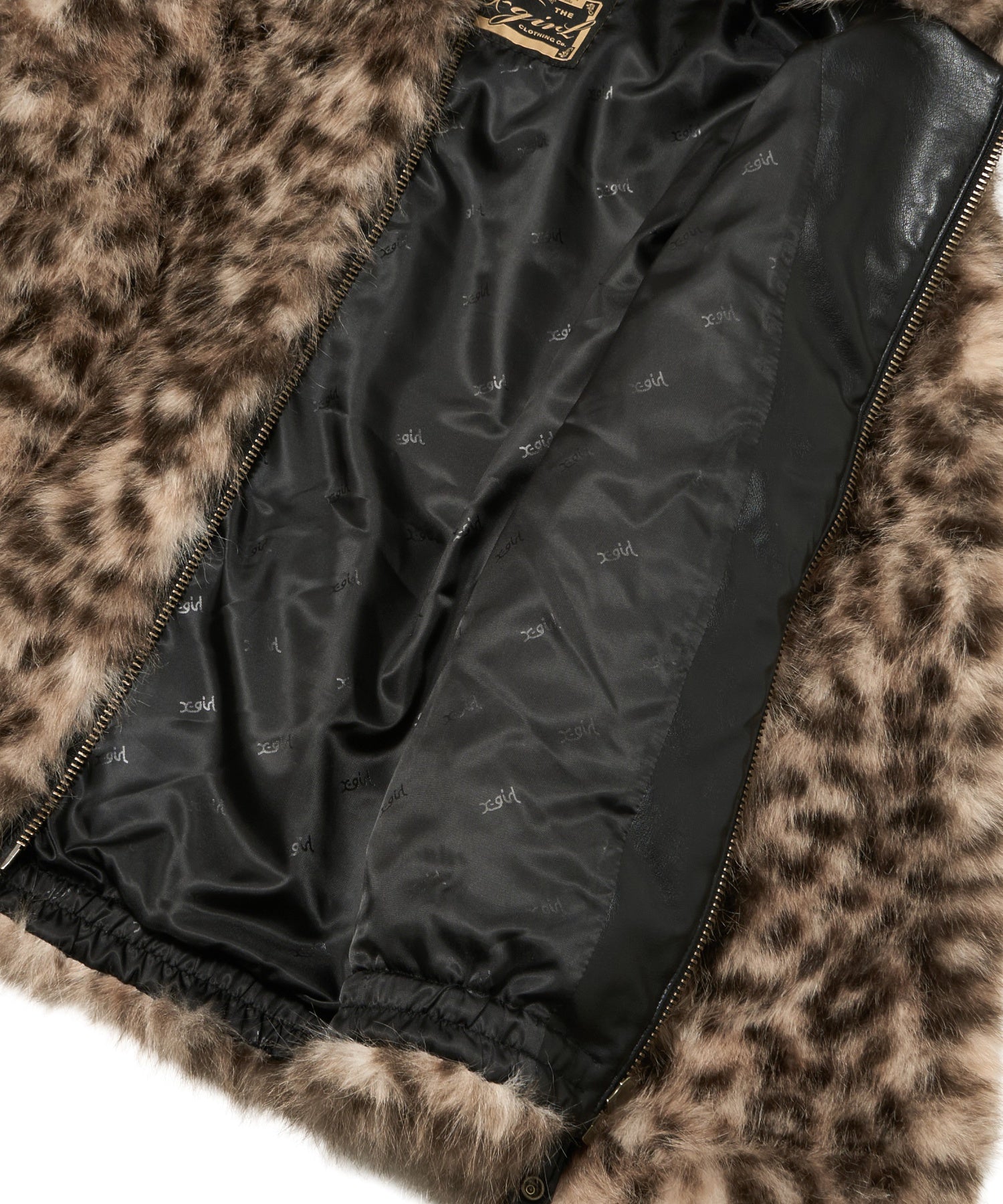 PATCHED LOGO FAUX FUR HOODED JACKET