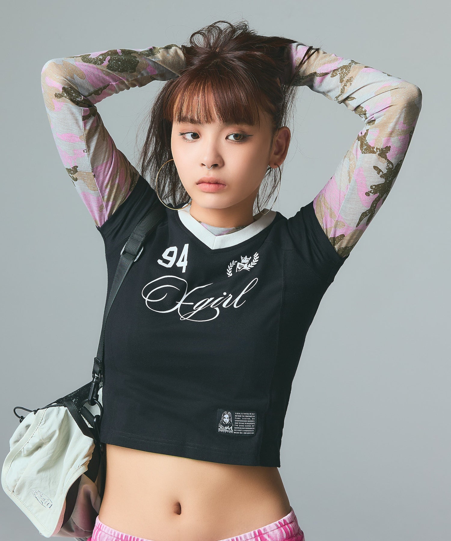 FADED CAMO SHEER L/S TOP