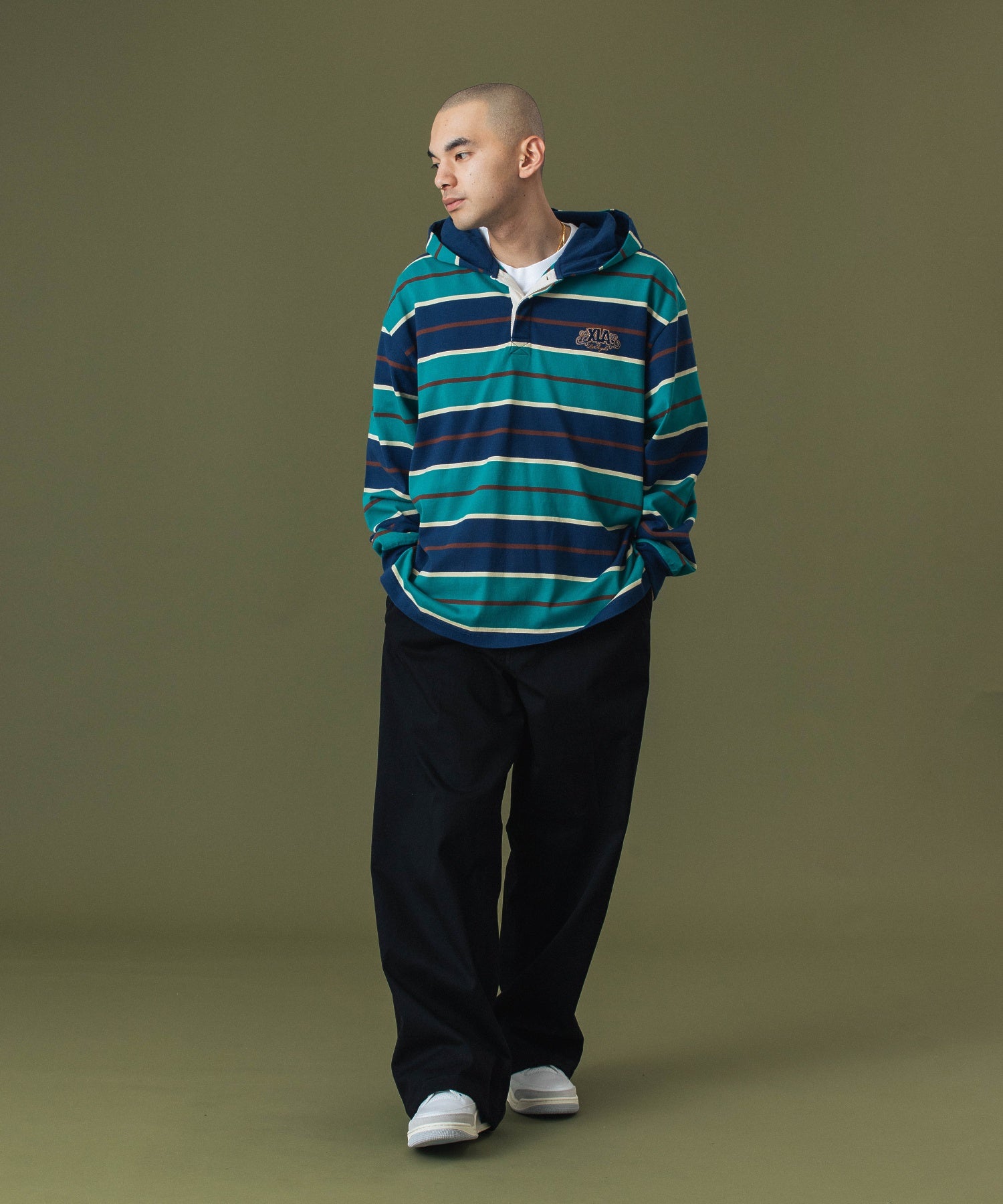 STRIPE HOODED L/S SHIRT