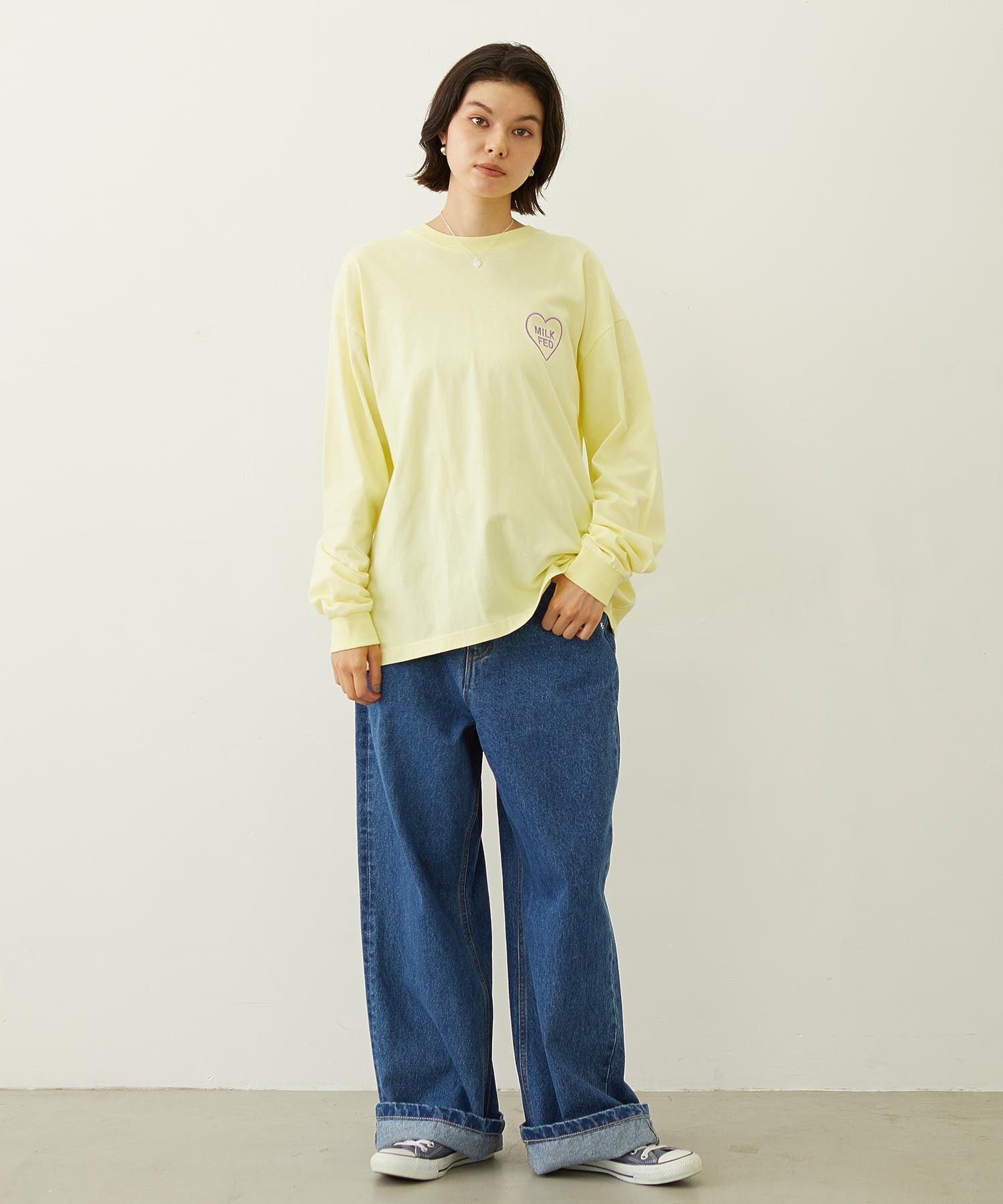 MILKFED. PLAID LOGO L/S TEE