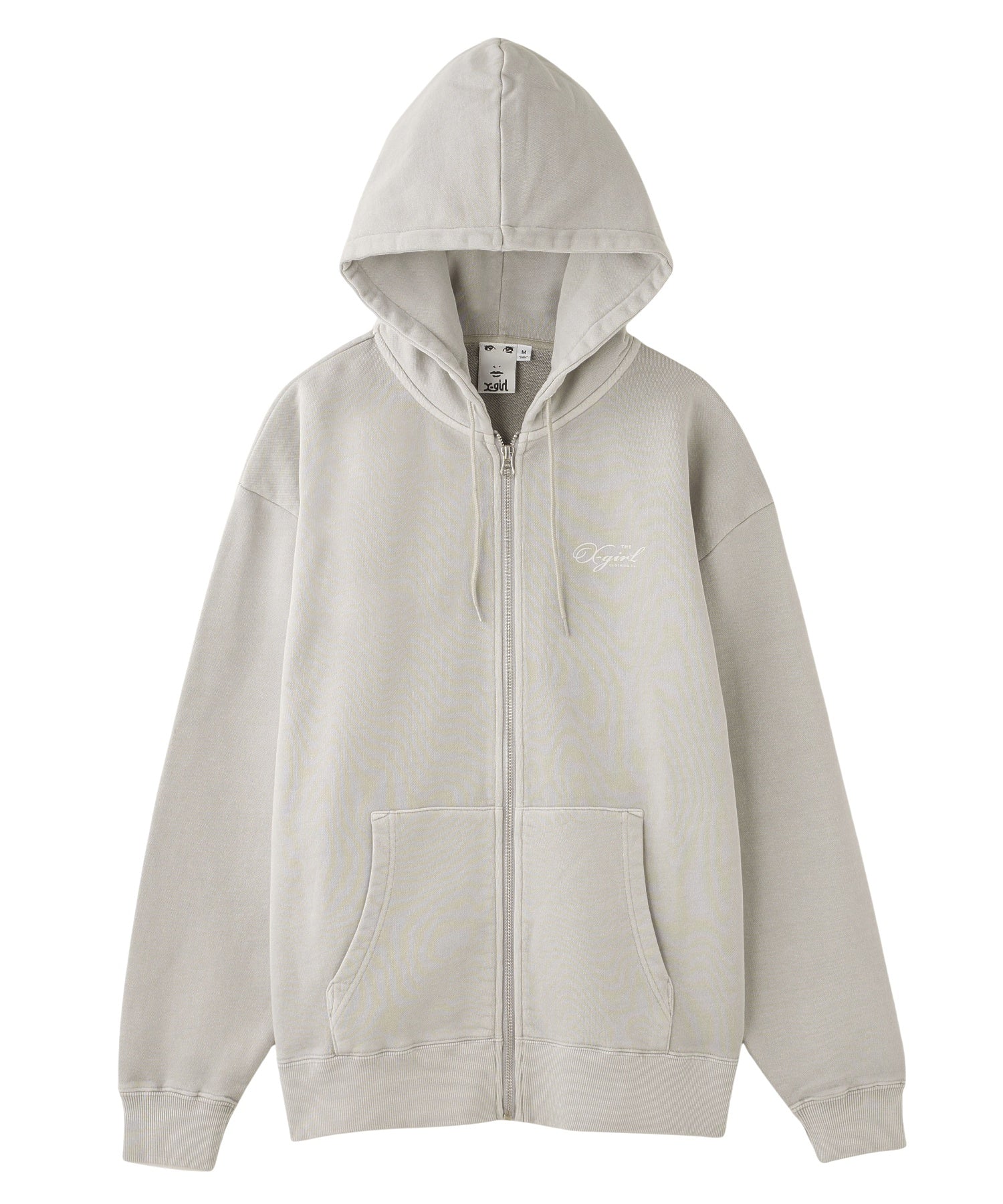 PIGMENT DYED FACE LABEL ZIP UP SWEAT HOODIE