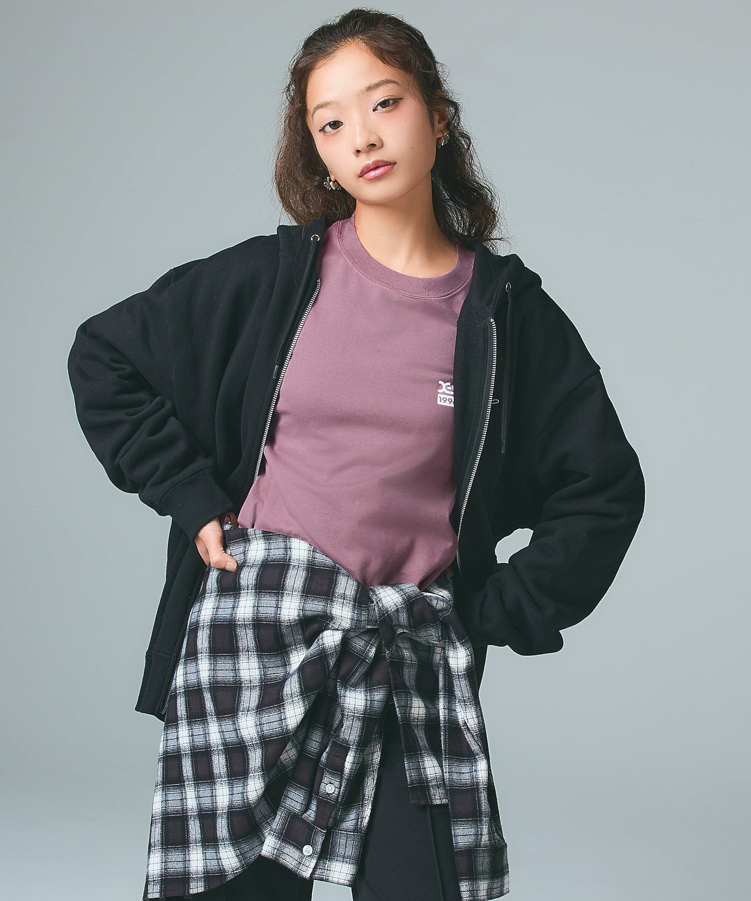 RHINESTONE LOGO AND FACE ZIP UP SWEAT HOODIE