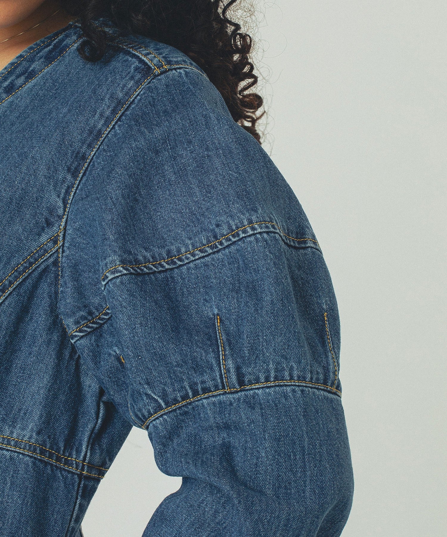 mici/DENIM VOLUME SLEEVE DRESS