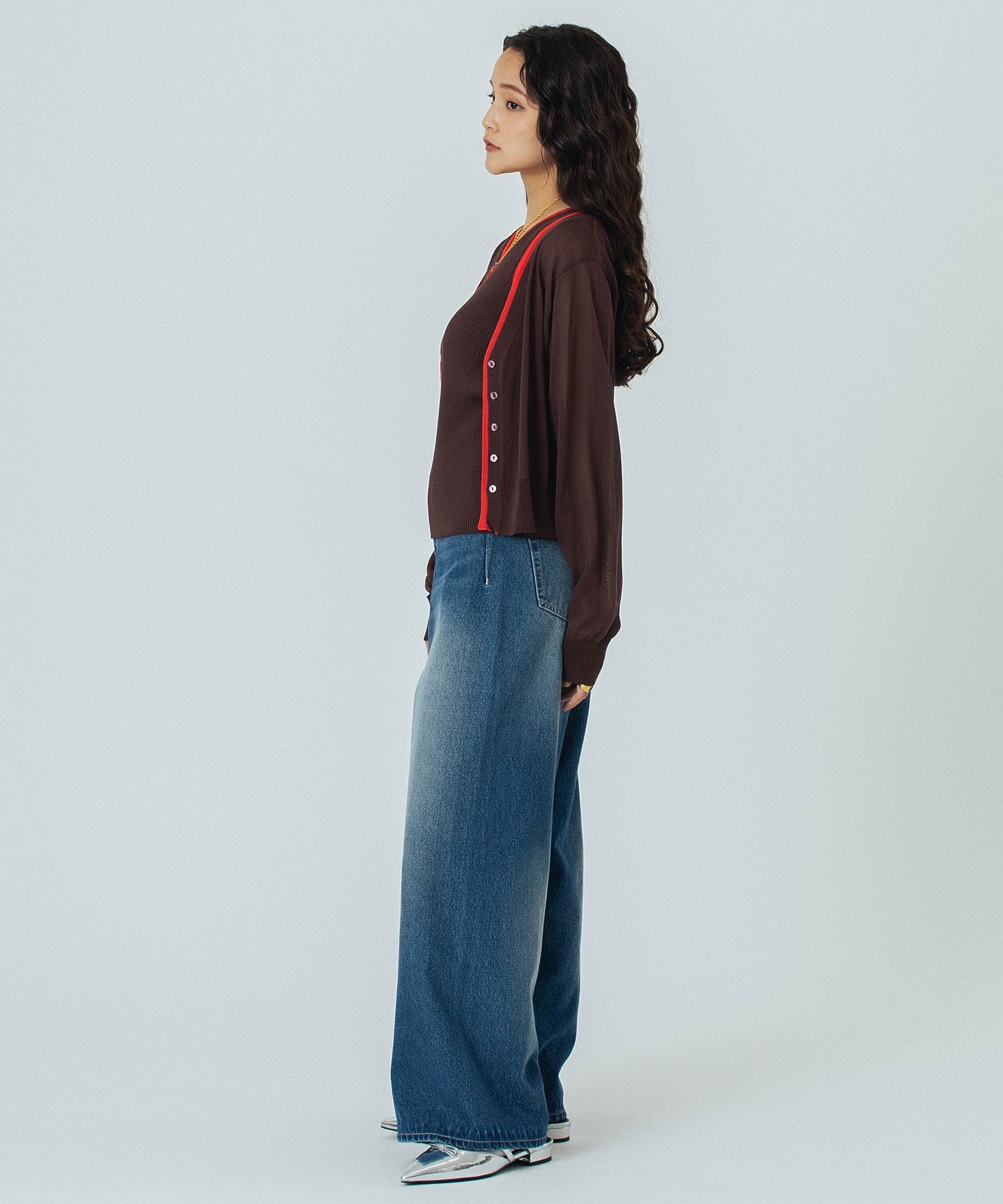 KNITTED RIB CARDIGAN