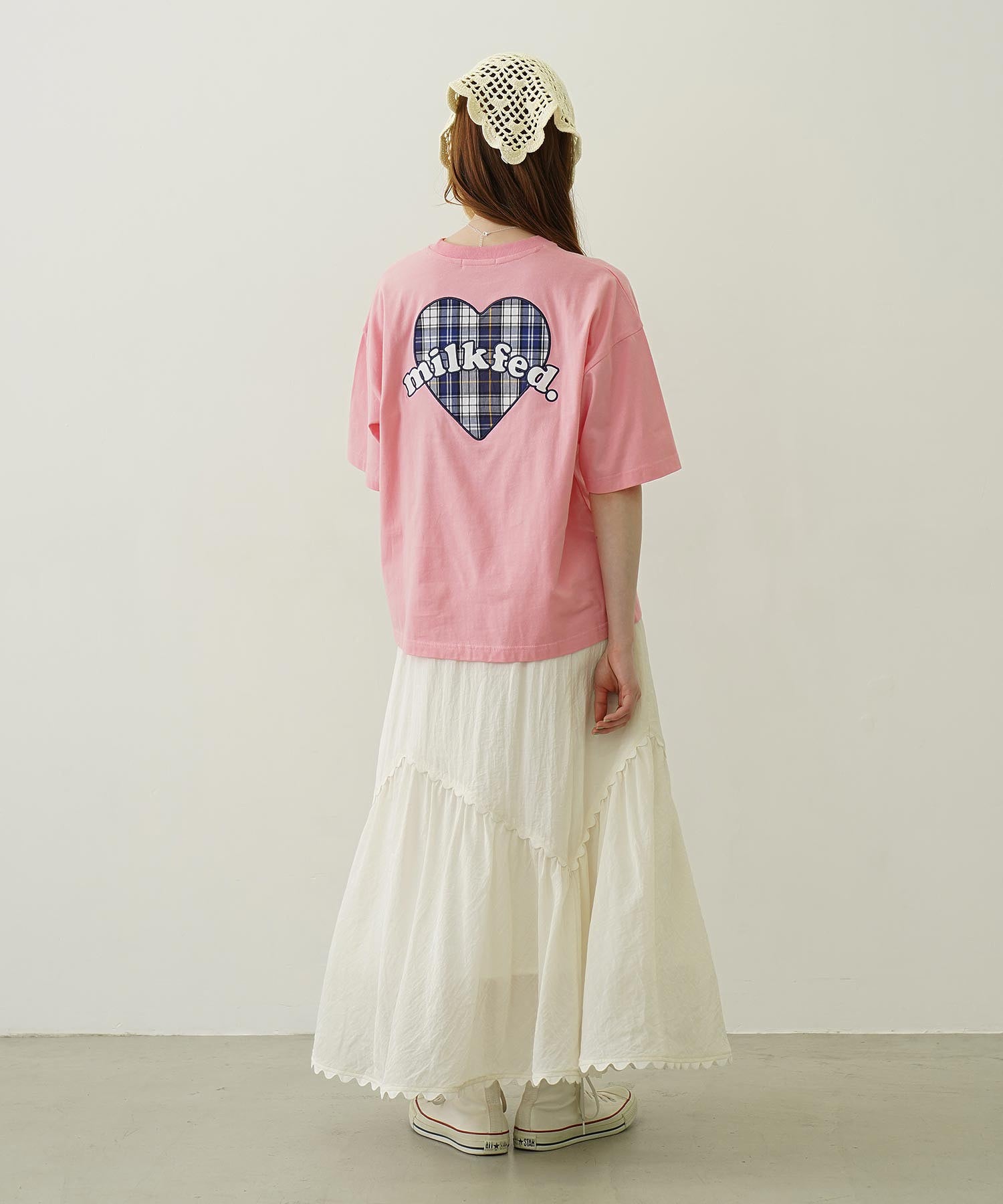 PLAID HEART WIDE S/S TEE