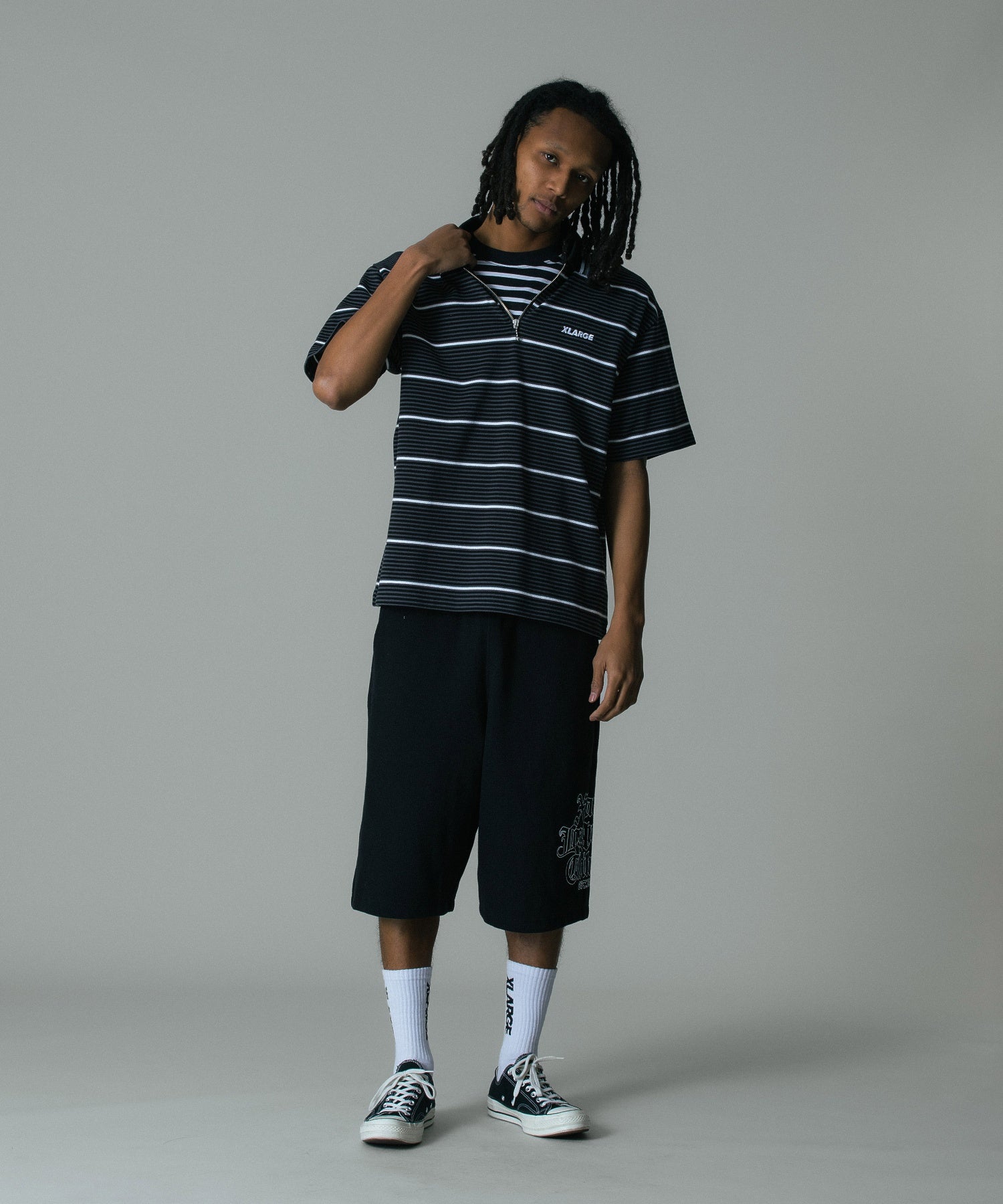 STRIPE ZIP POLO SHIRT