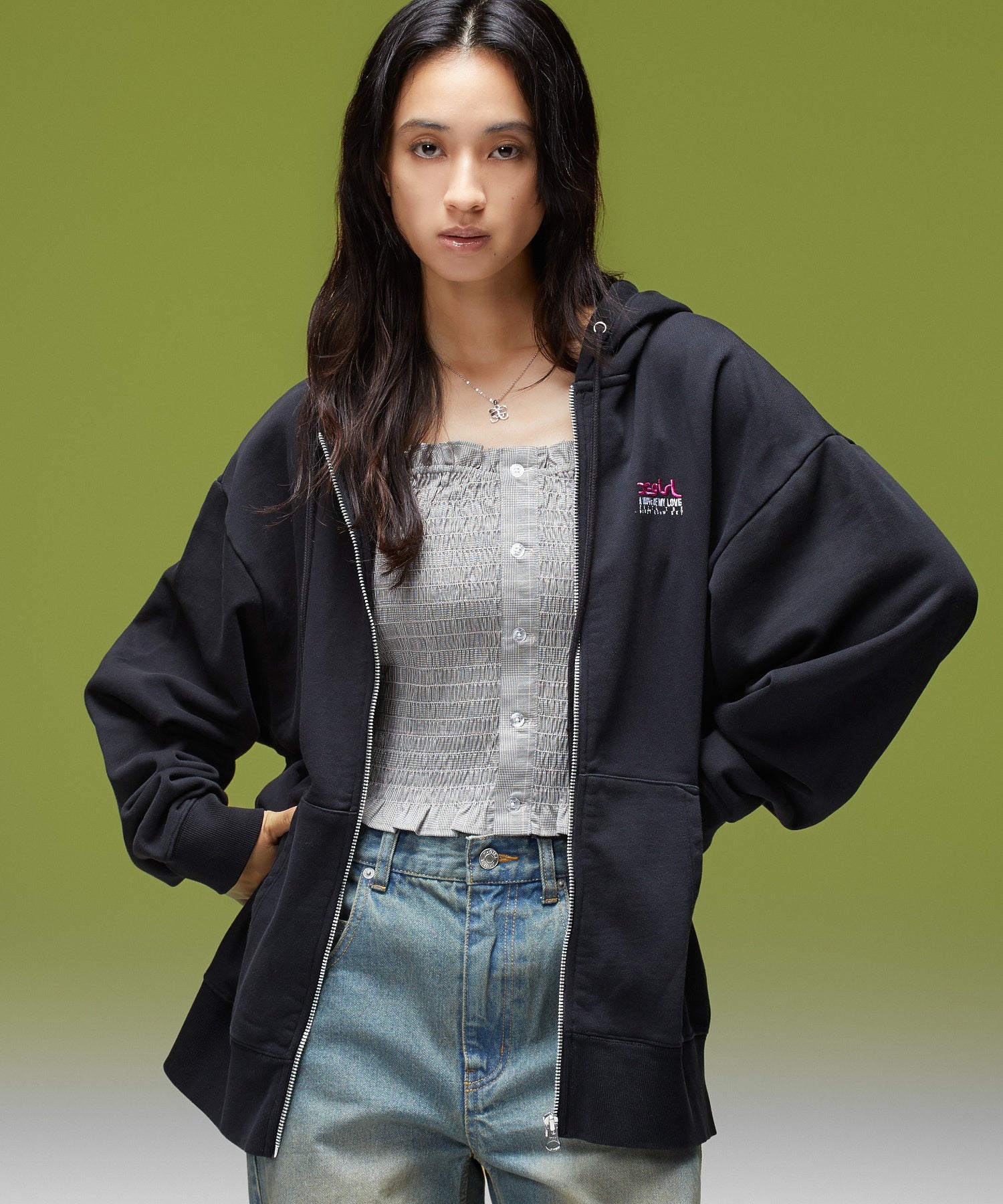FACE BOX AND MESSAGE ZIP UP SWEAT HOODIE