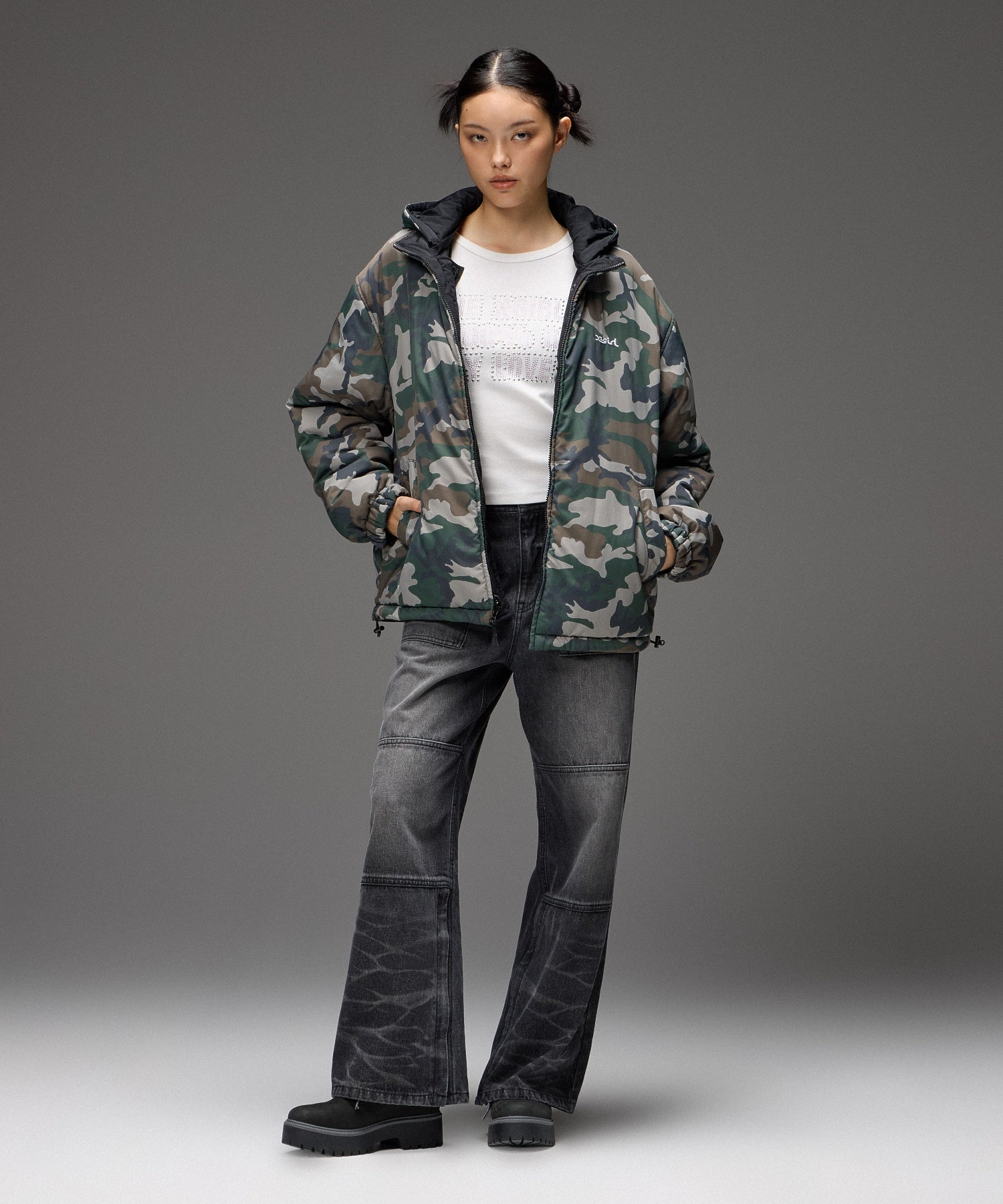 FACE EMBROIDERED PATCH REVERSIBLE JACKET