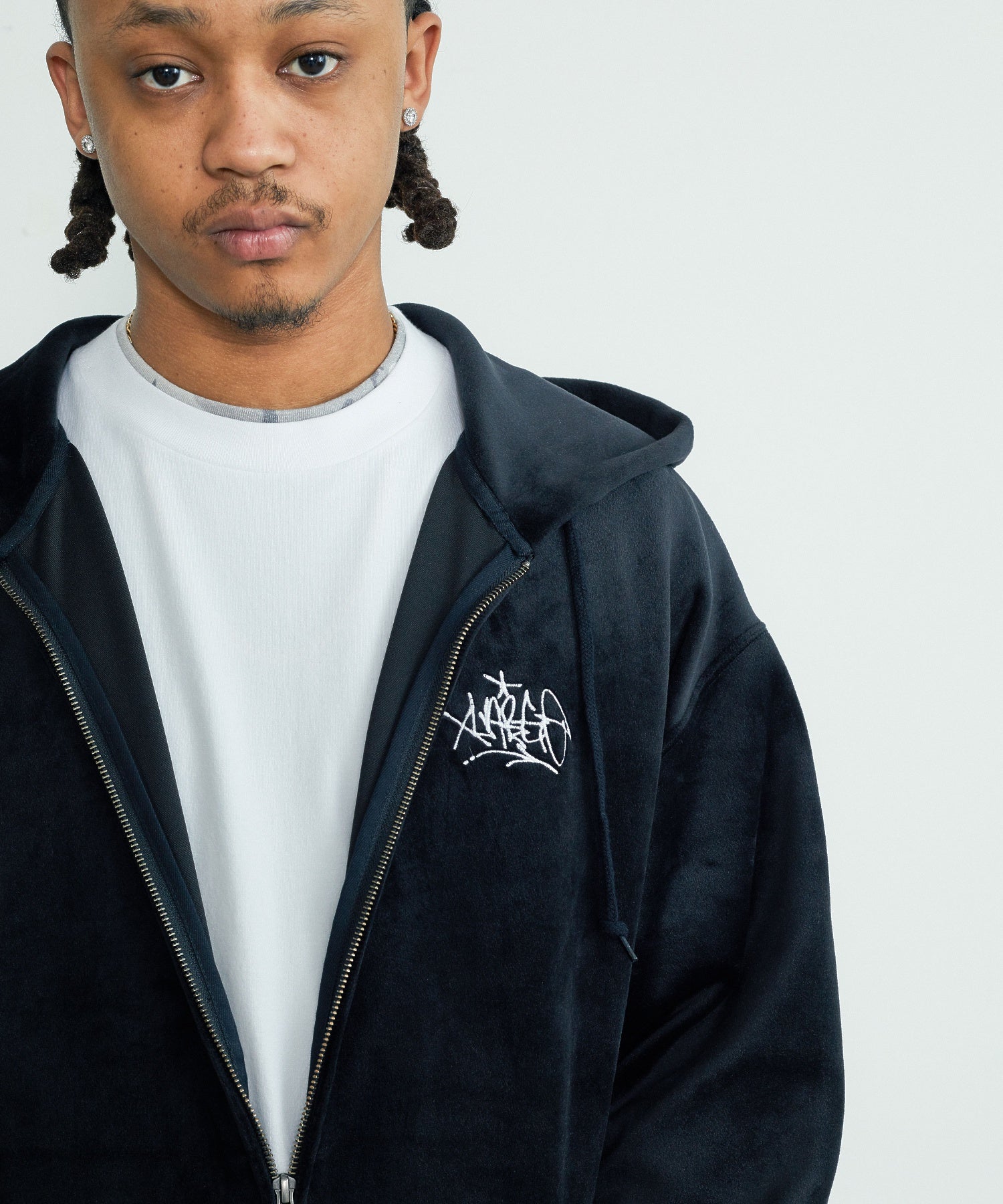 TAGGING VELOUR ZIP HOODIE