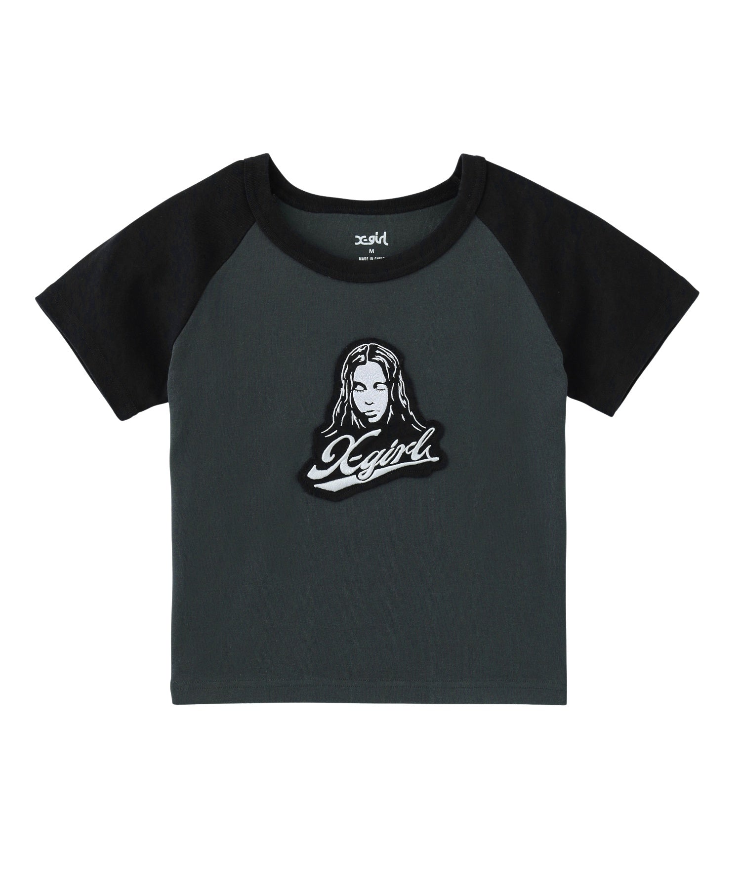 FACE EMBROIDERED PATCH RAGLAN S/S BABY TEE