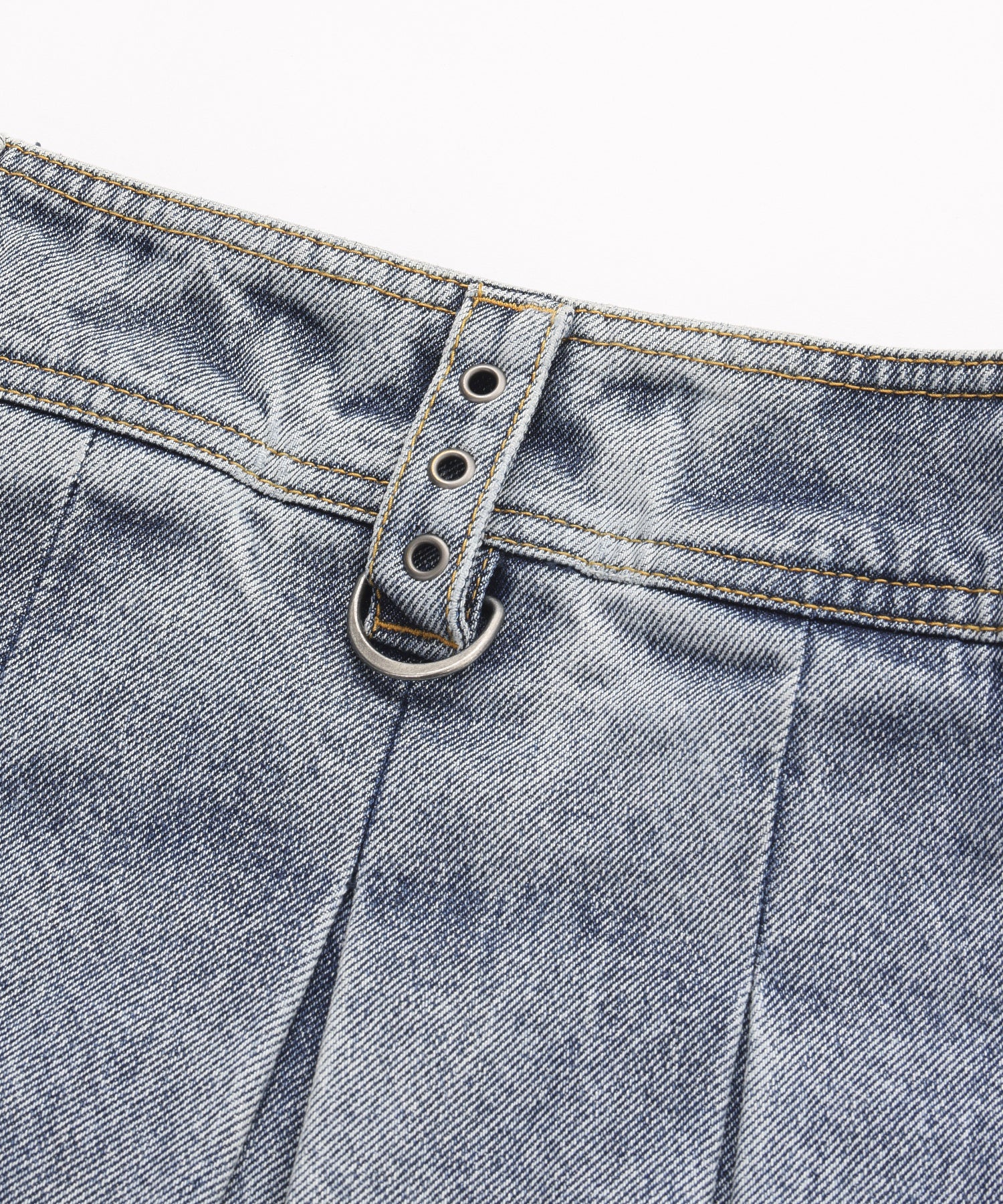BOX PLEAT DENIM MINI SKIRT