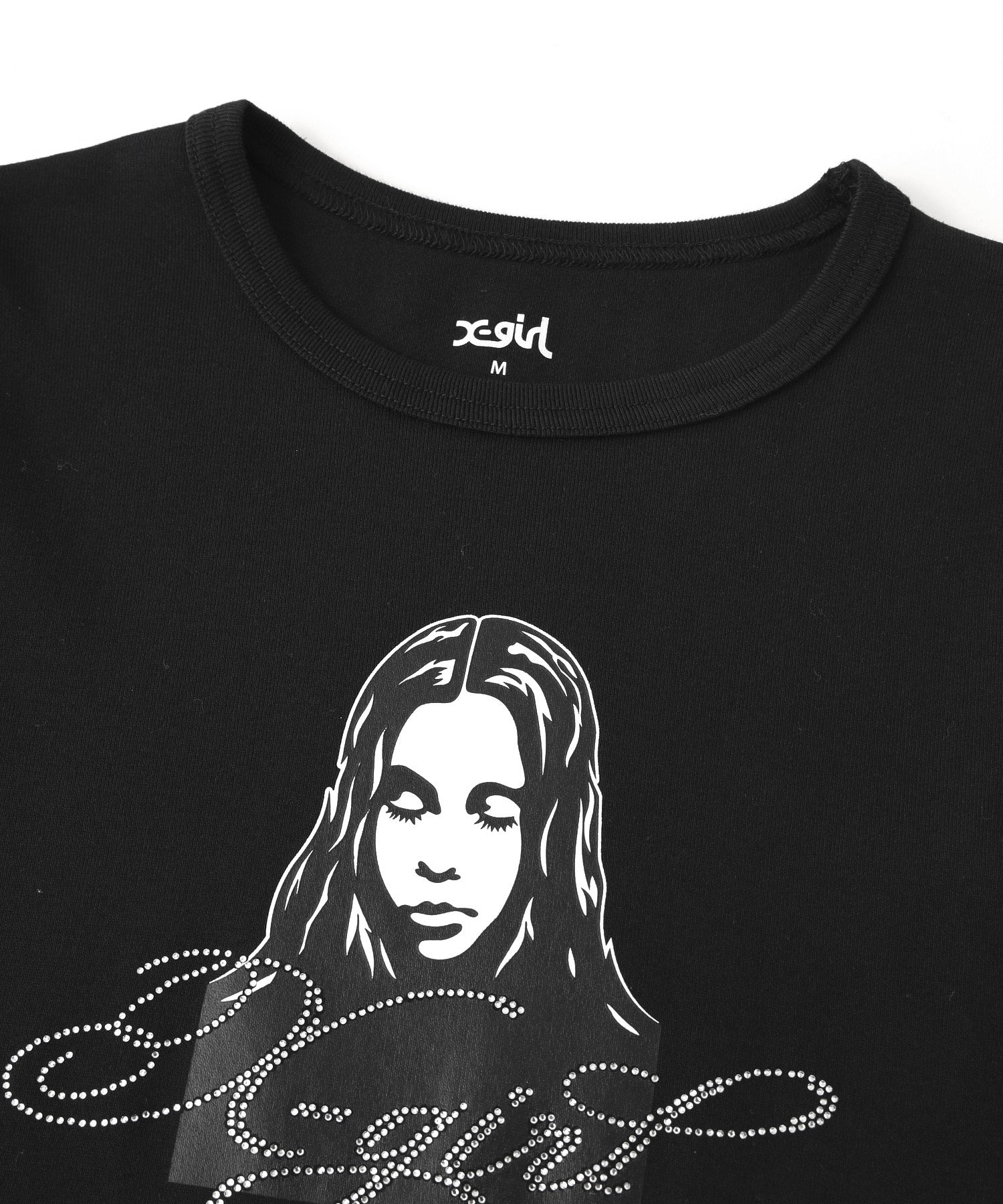 RHINESTONE LOGO AND FACE L/S COMPACT TOP