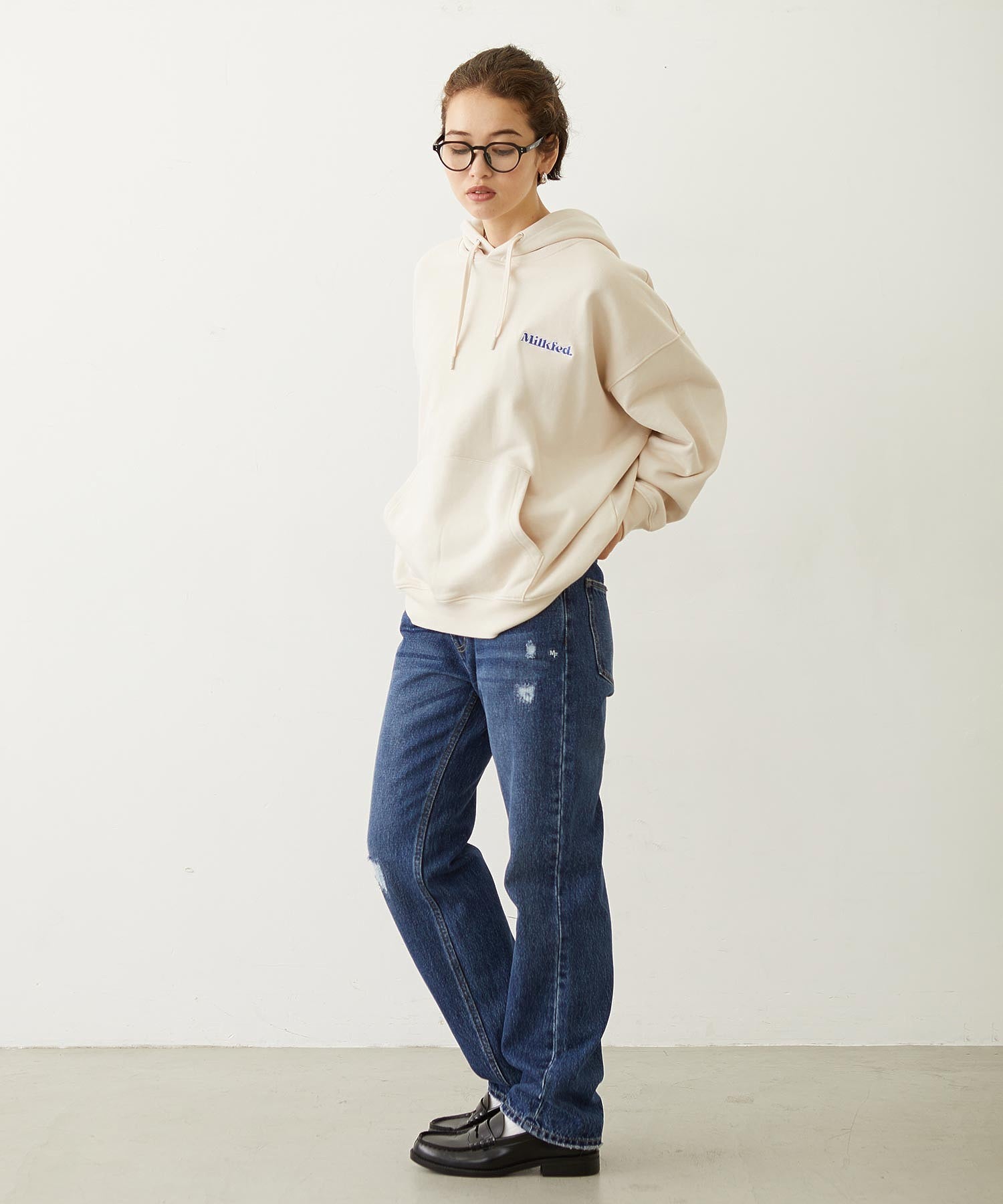 RIBBON EMBROIDERY SWEAT HOODIE