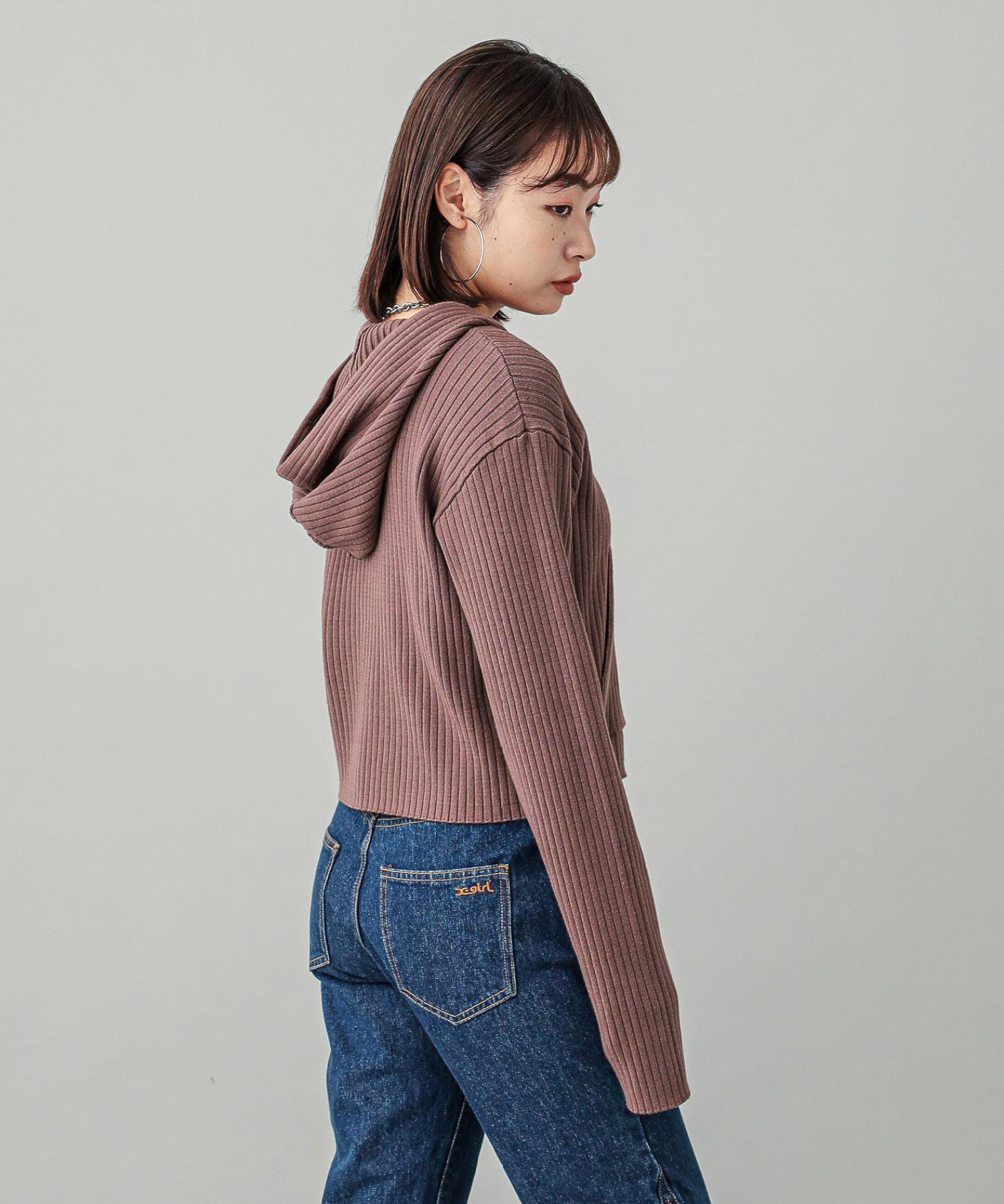 RIB KNIT HOODIE