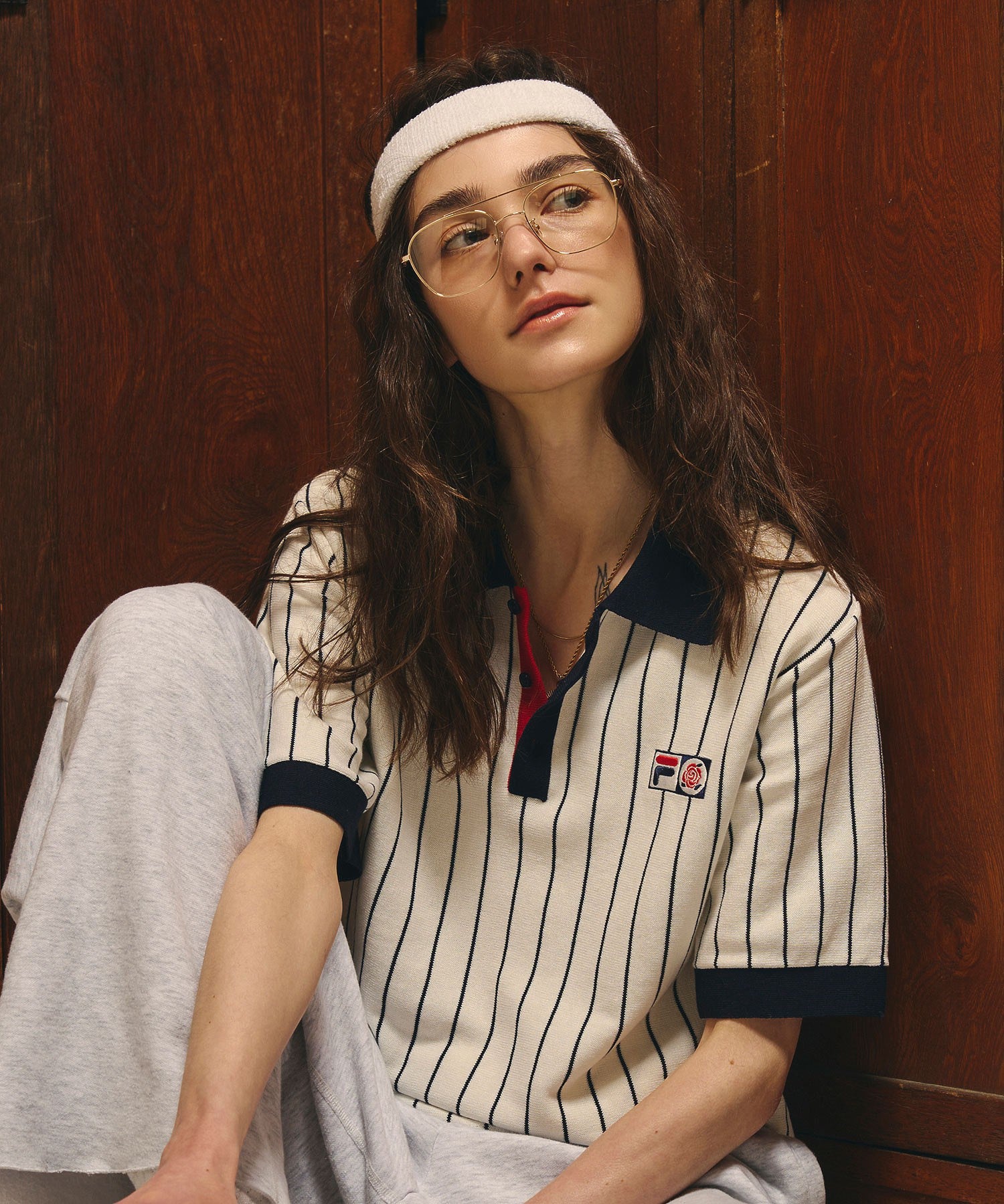 FILAⅹROSEBUD KNITTED POLO SHIRT
